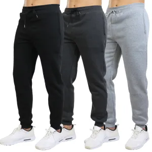 Galaxy by Harvic 3-Pack Mens Slim Fit Fleece Jogger Sweatpants (S-2XL) Stretchy Material