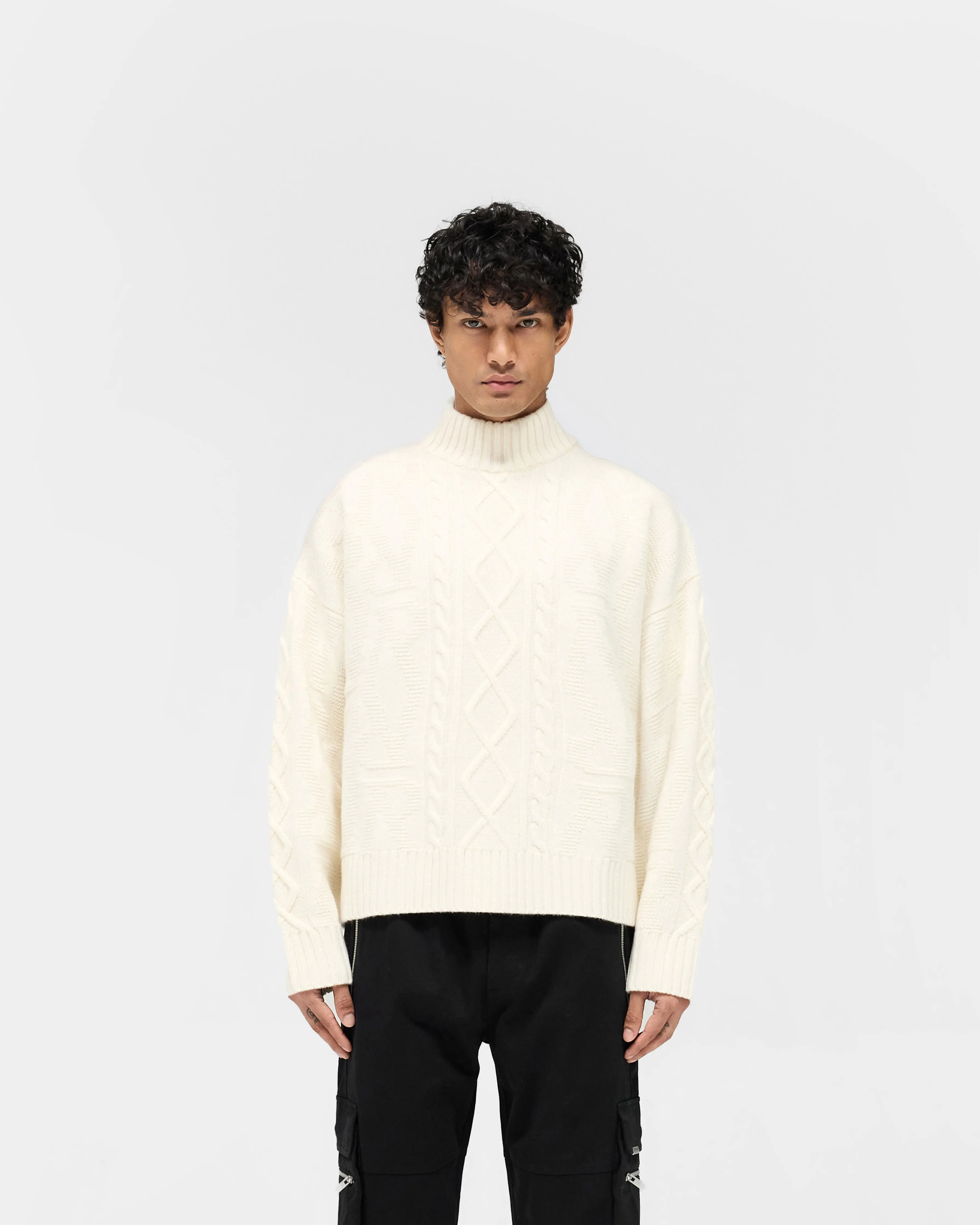 Ultra Soft Yarn Drop Shoulder Style Gallagher Knit - Cream