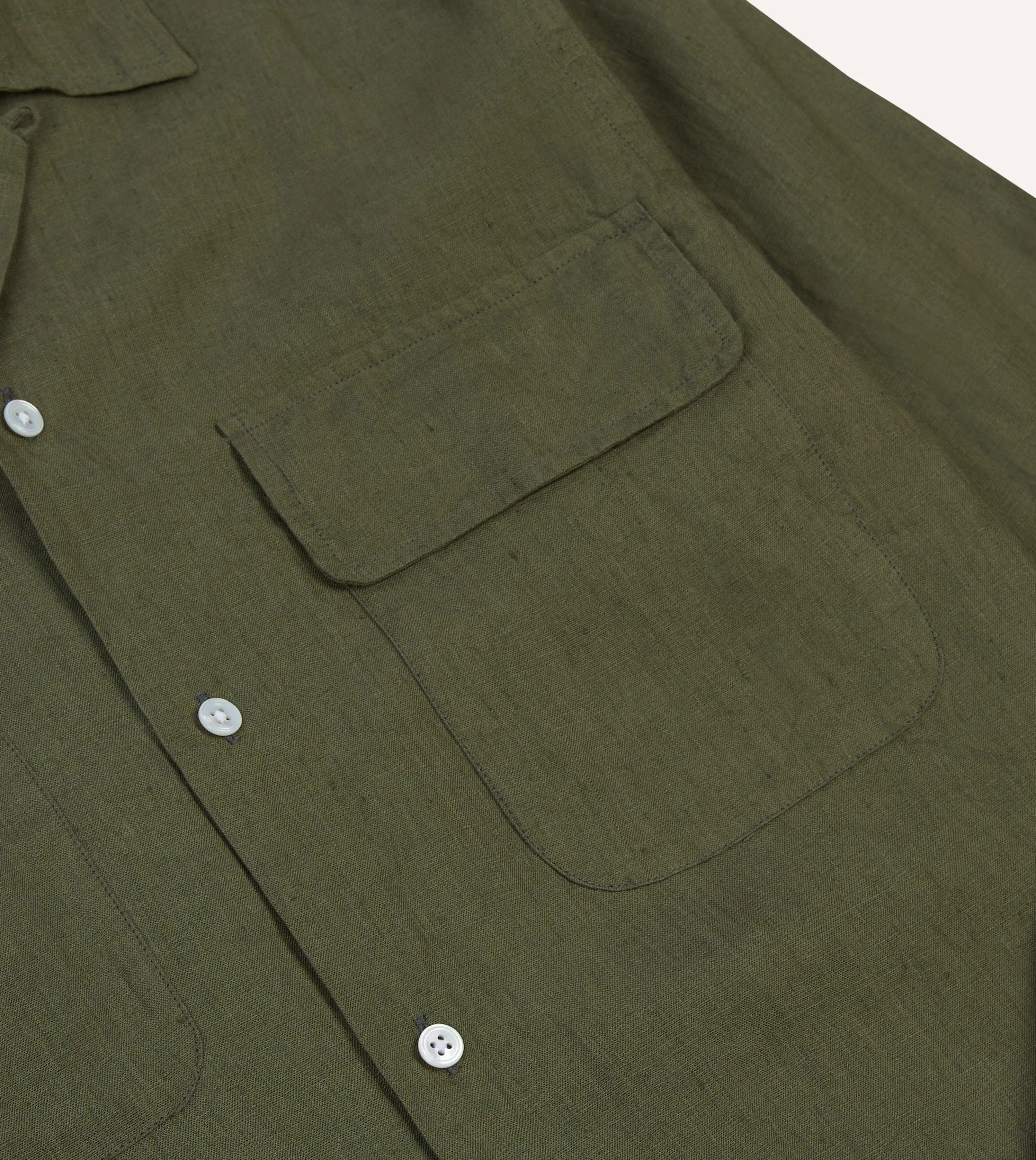 UV resistant Sustainable Khaki Linen Camp Collar Long Sleeve Shirt