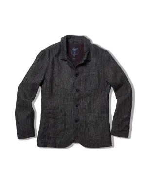 Gaudet Linen French Chore Jacket - Navy Herringbone TemperatureRegulating