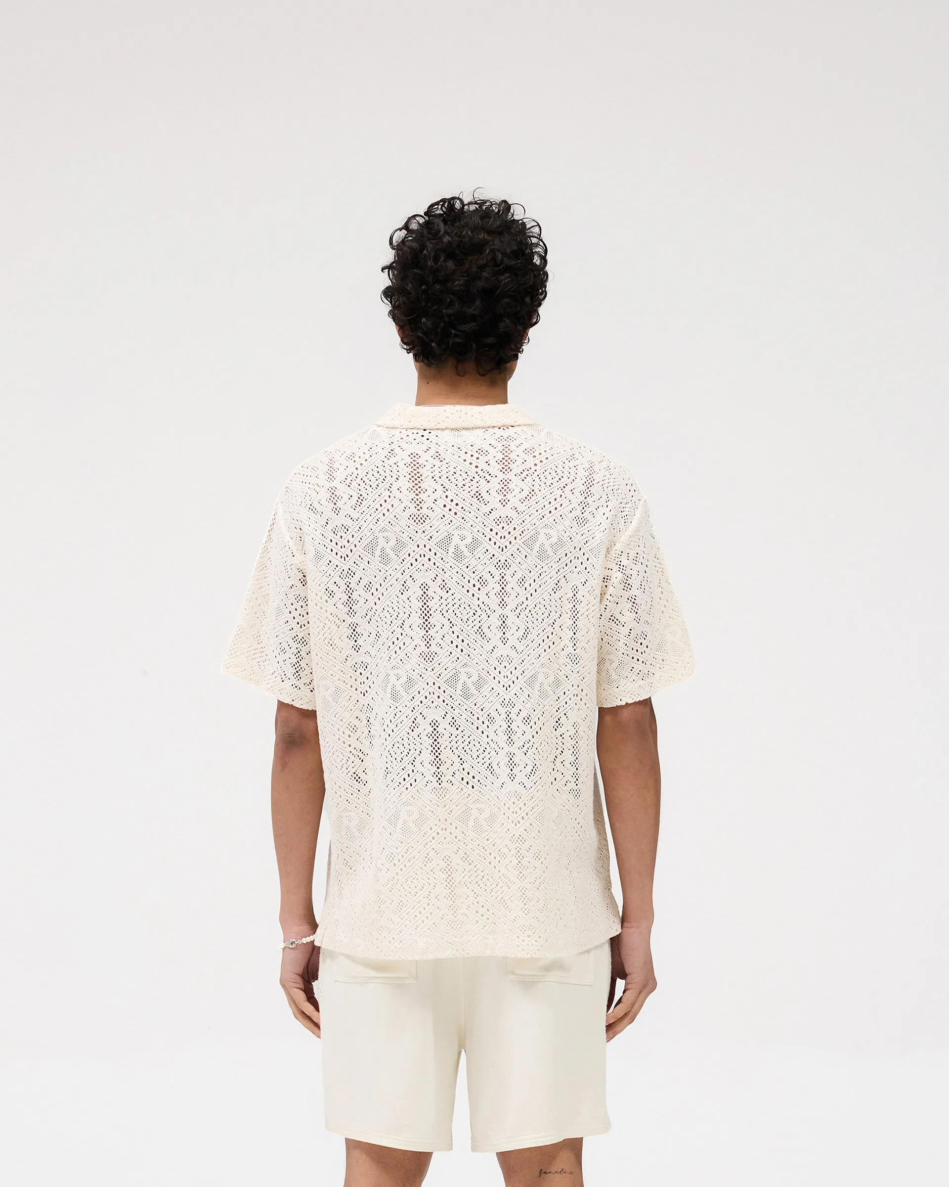 All Over Crochet Shirt - Off White Breathable Layer Ventilation Panel Design