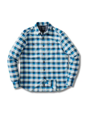 Gingham Heritage Flannel Shirt - Navy Blue Gray * Thermal Regulation Fabric Comfortable Layering