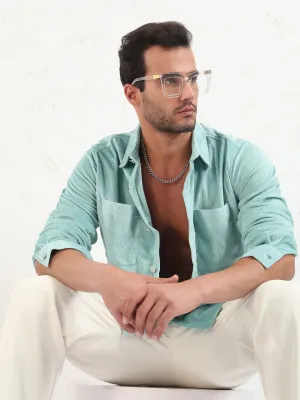 EcoFriendly Textiles Men's Blue Solid Slim Fit Shirt