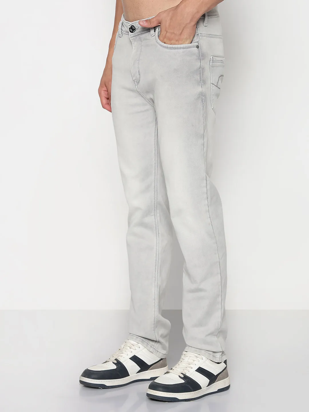 Modern Vibes Men's Grey Slim Fit Jeans