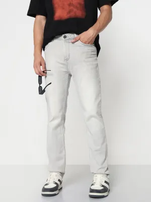 Men's Grey Slim Fit Jeans Casual Comfort