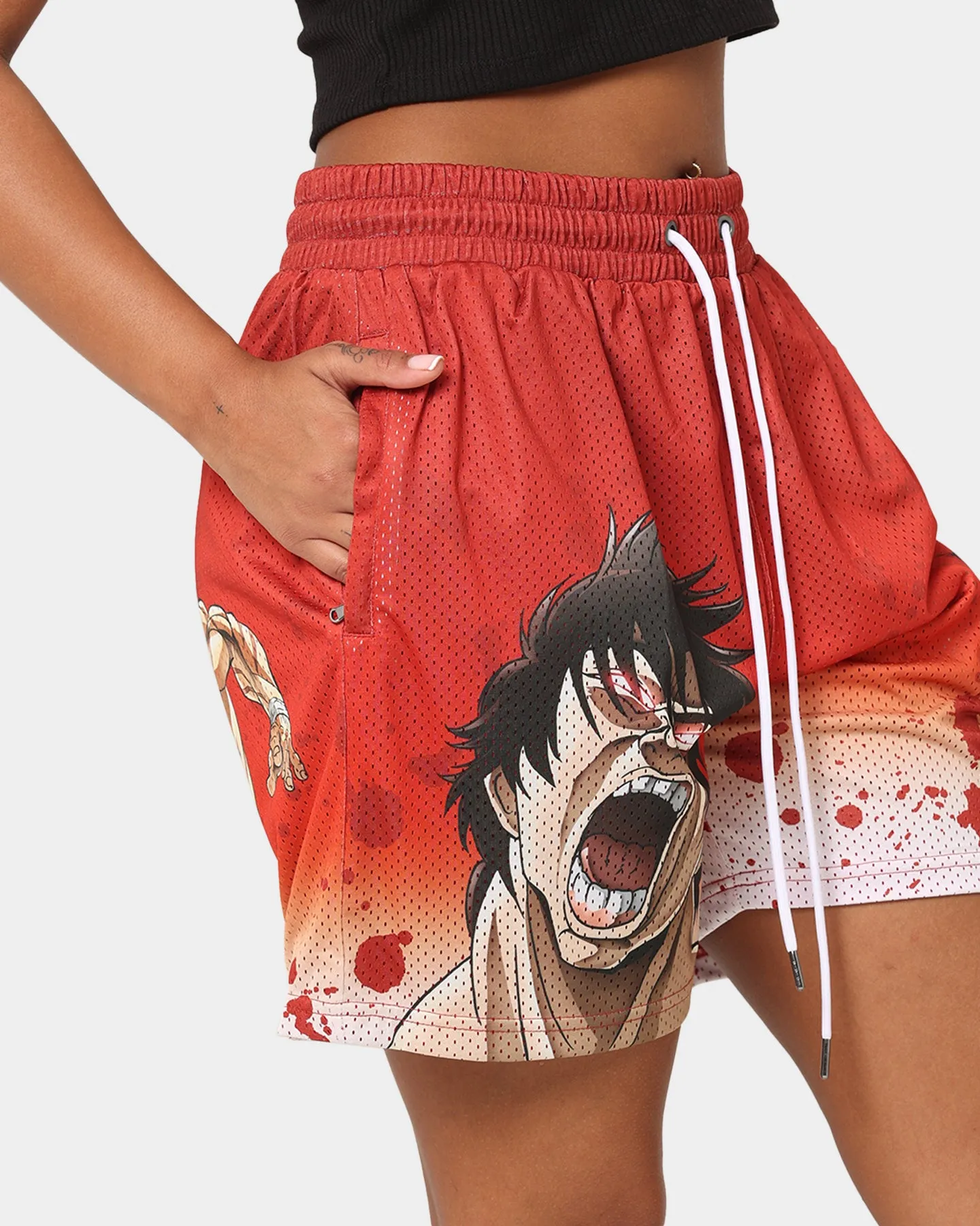 Flexibility Built-In Snag Free Material Goat Crew X Baki Hanma Baki Mesh Shorts Burnt Orange