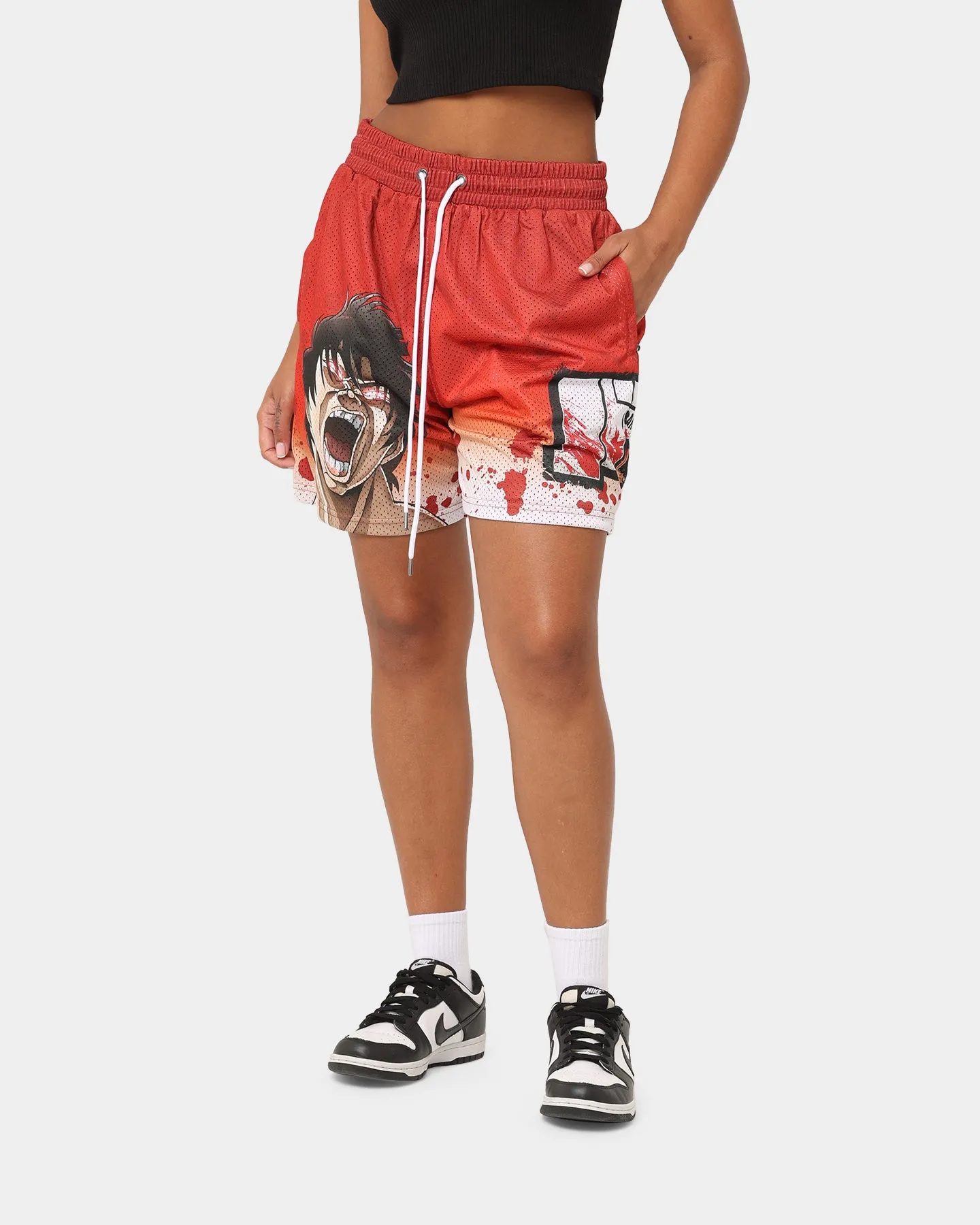 Stylish Shorts mix and match Goat Crew X Baki Hanma Baki Mesh Shorts Burnt Orange