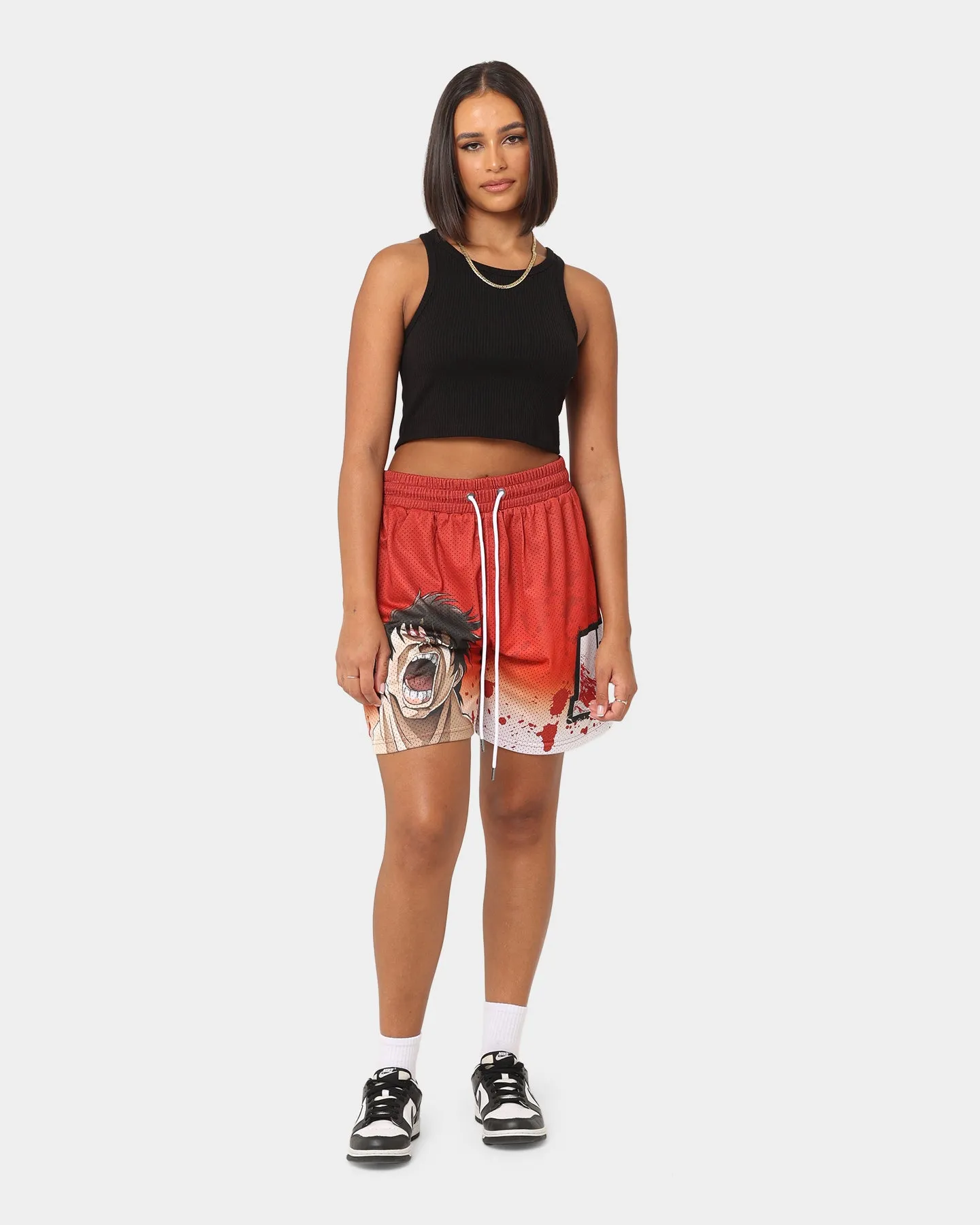On The Go Goat Crew X Baki Hanma Baki Mesh Shorts Burnt Orange