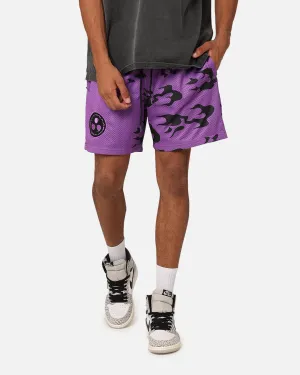 Retro Style High-End Quality Goat Crew X Naruto Curse Mark Mesh Shorts Purple/Black