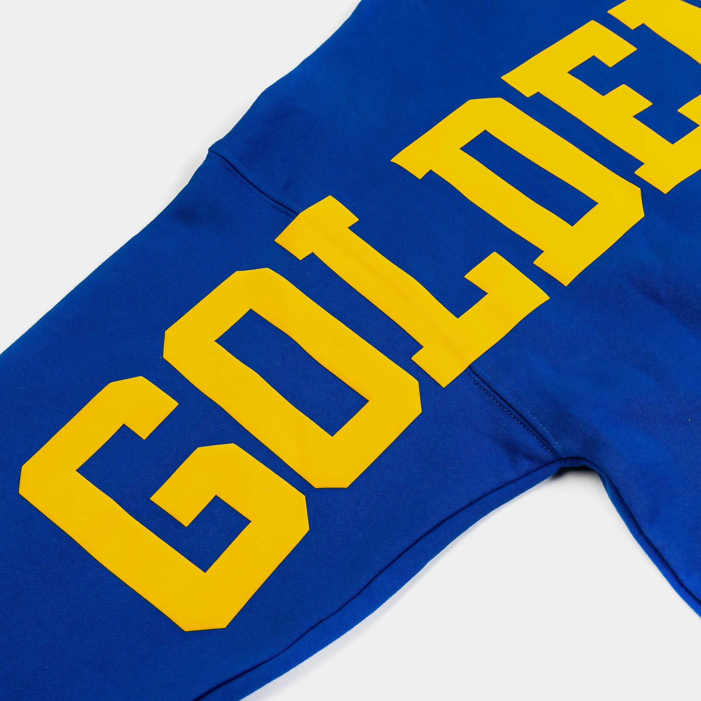 product chain toughness product business casual suitability Golden State Warriors Drop Shoulder Pullover Mens Hoodie (Blue/Yellow)