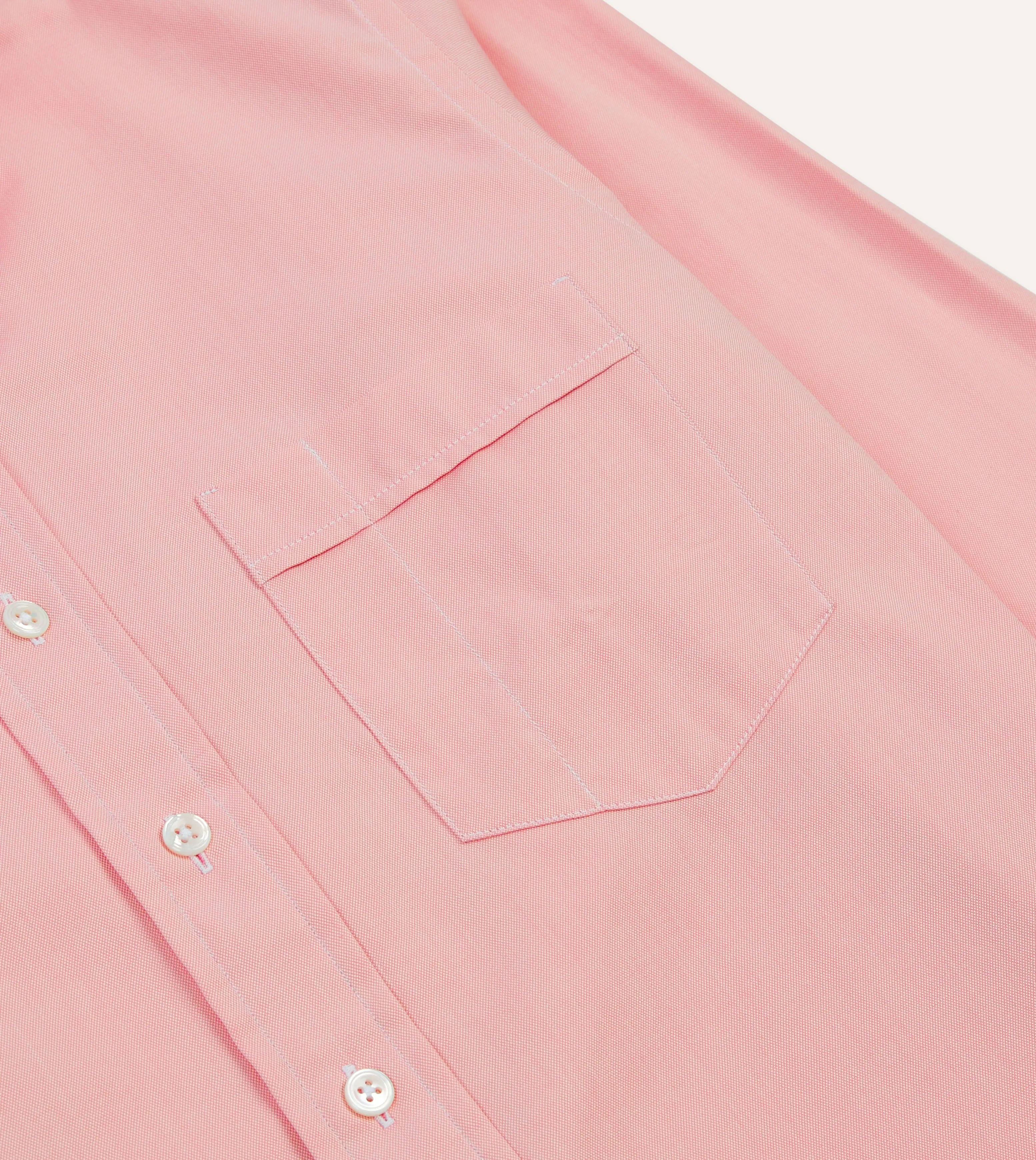 Simple Comfort Wear Pink Pinpoint Oxford Cotton Cloth Button-Down Shirt
