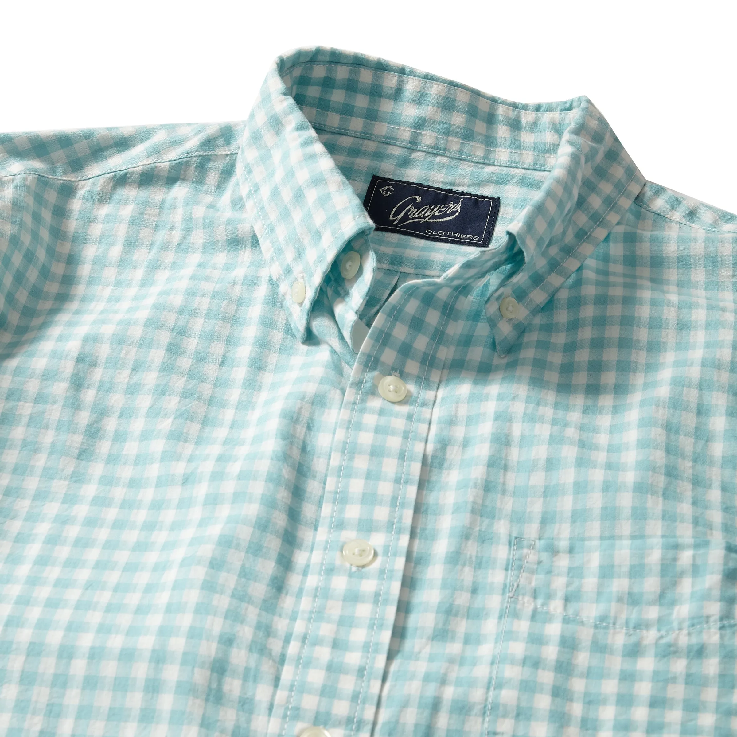 Relaxed Smart Grange Shadow Gingham Shirt- Seafoam *