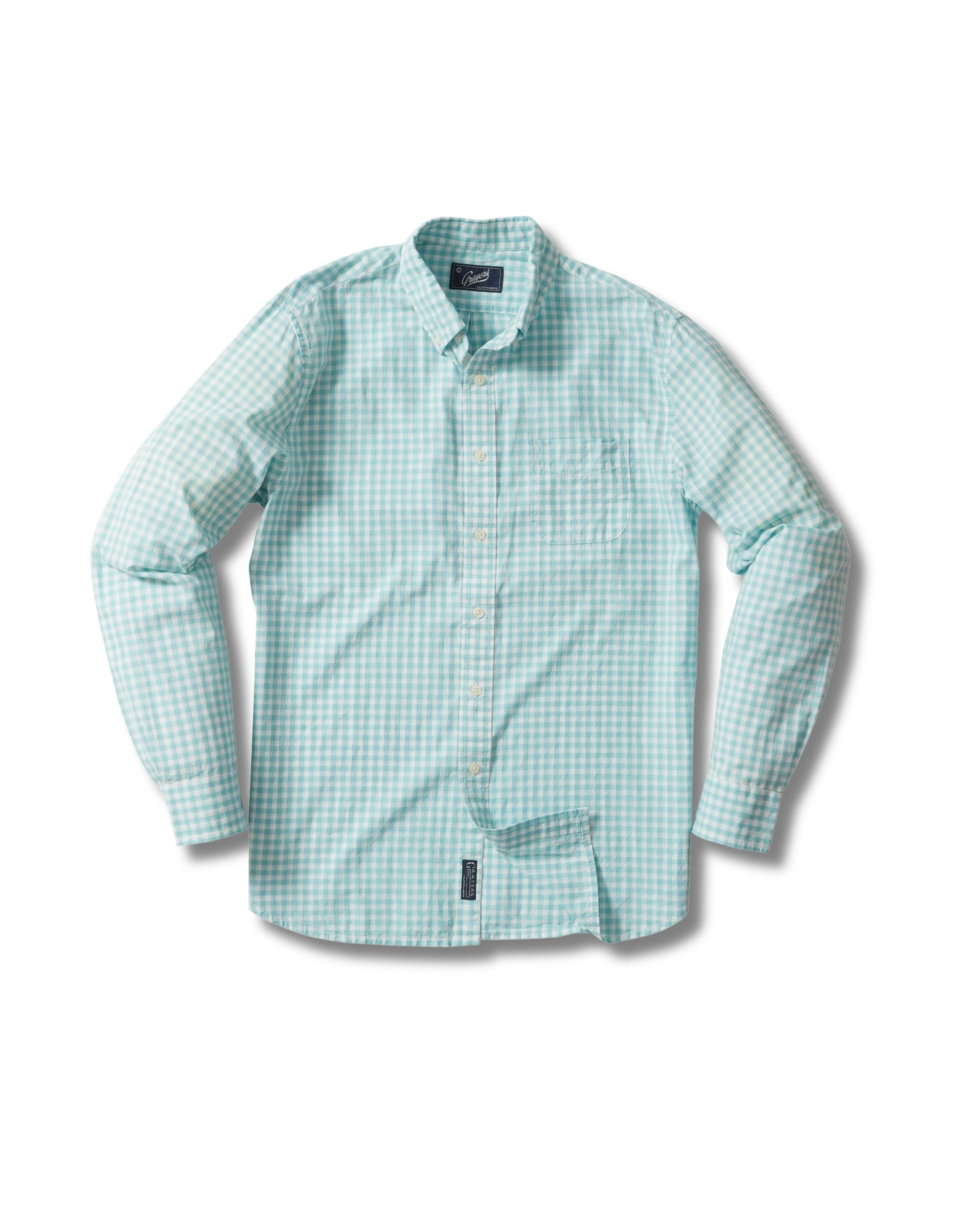 Grange Shadow Gingham Shirt- Seafoam * Antibacterial Treatment Sporty Chic