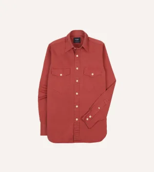 Red Cotton Long Point Collar Work Shirt Bohemian style Comfortable All Day Wear