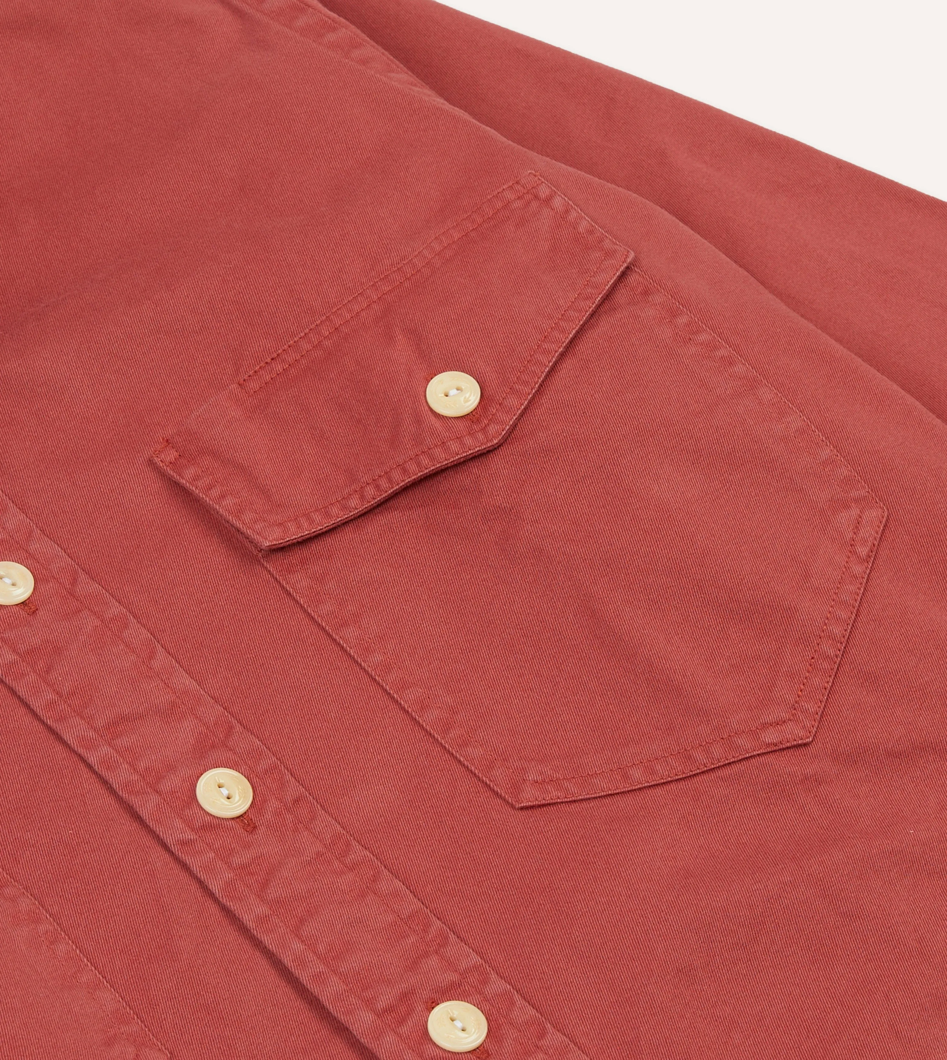Red Cotton Long Point Collar Work Shirt Versatile Design