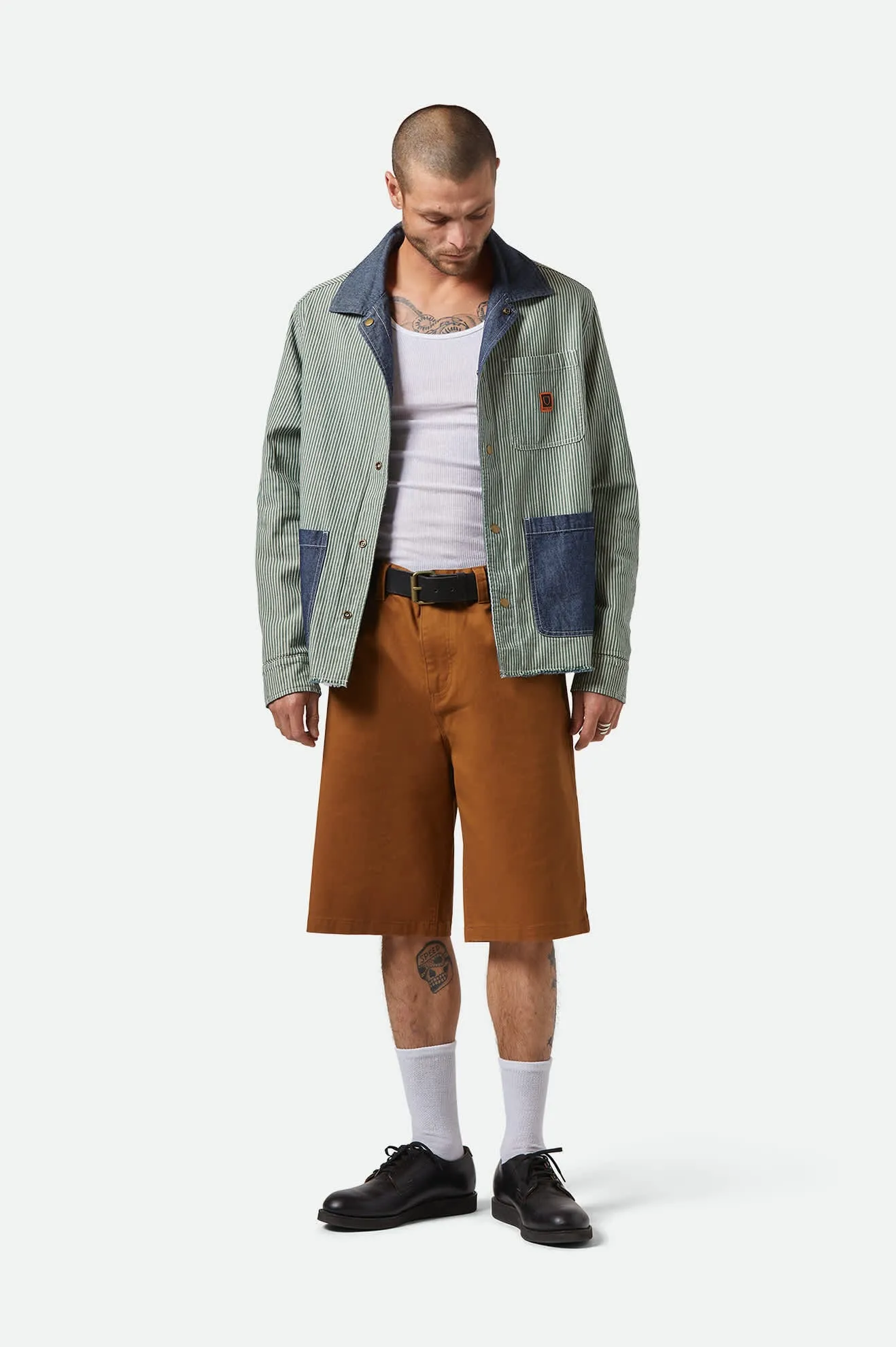 Waist String Assembly Reversible Chore Jacket - Indigo/Pine Needle/Whitecap