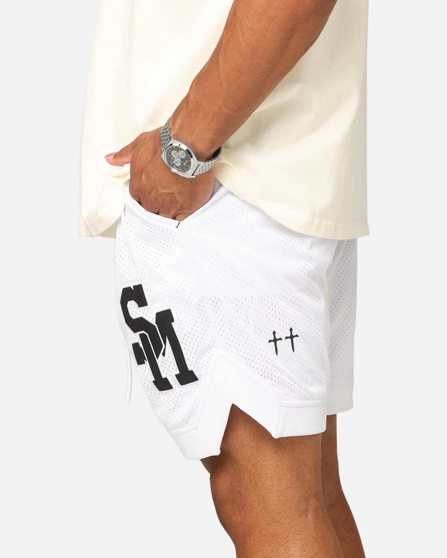 Cargo Pockets Saint Morta La Rambla Basketball Shorts White