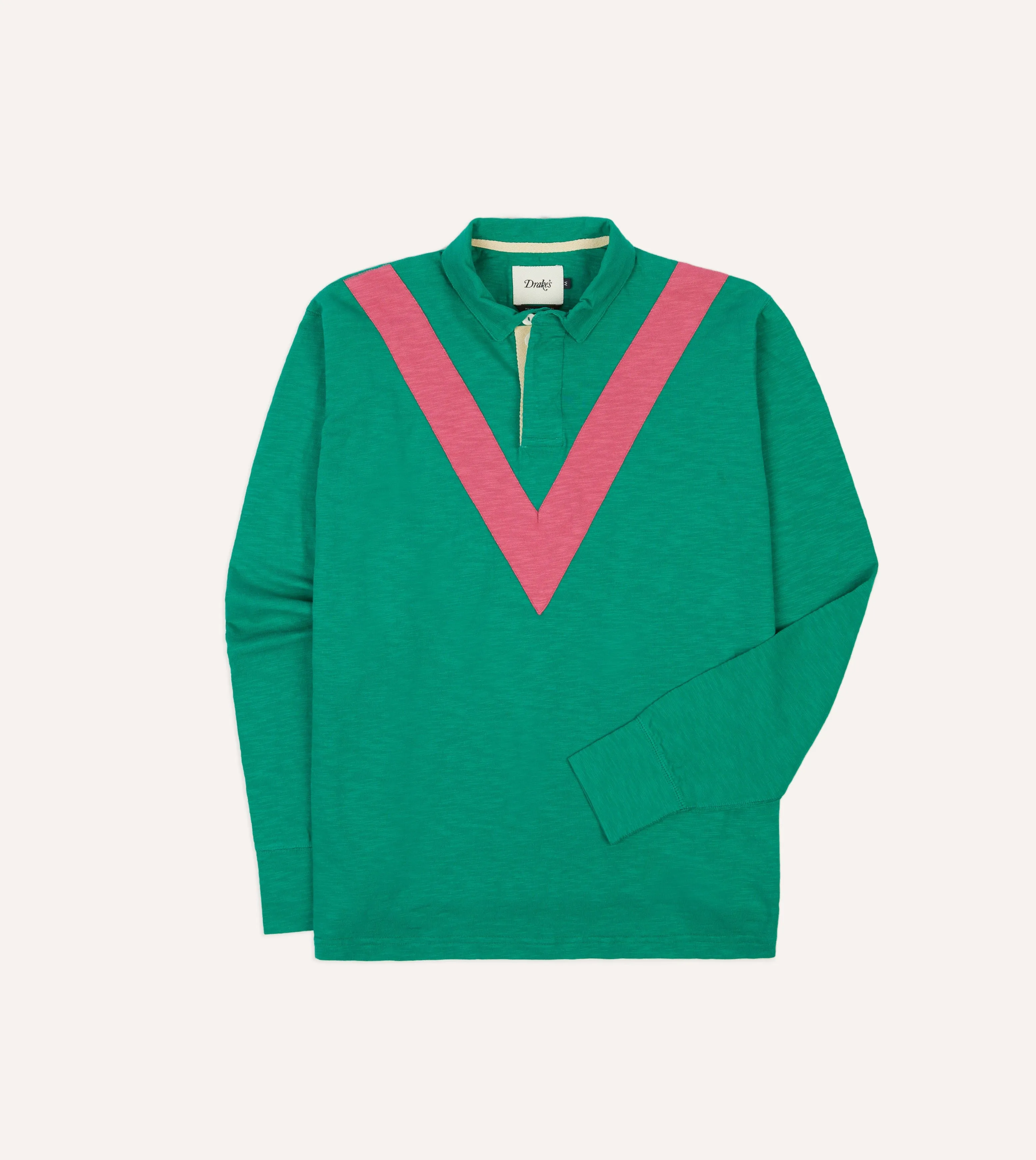 Green and Pink Chevron Flam?? Cotton Rugby Shirt Cozy Design Fit Classic Comfort