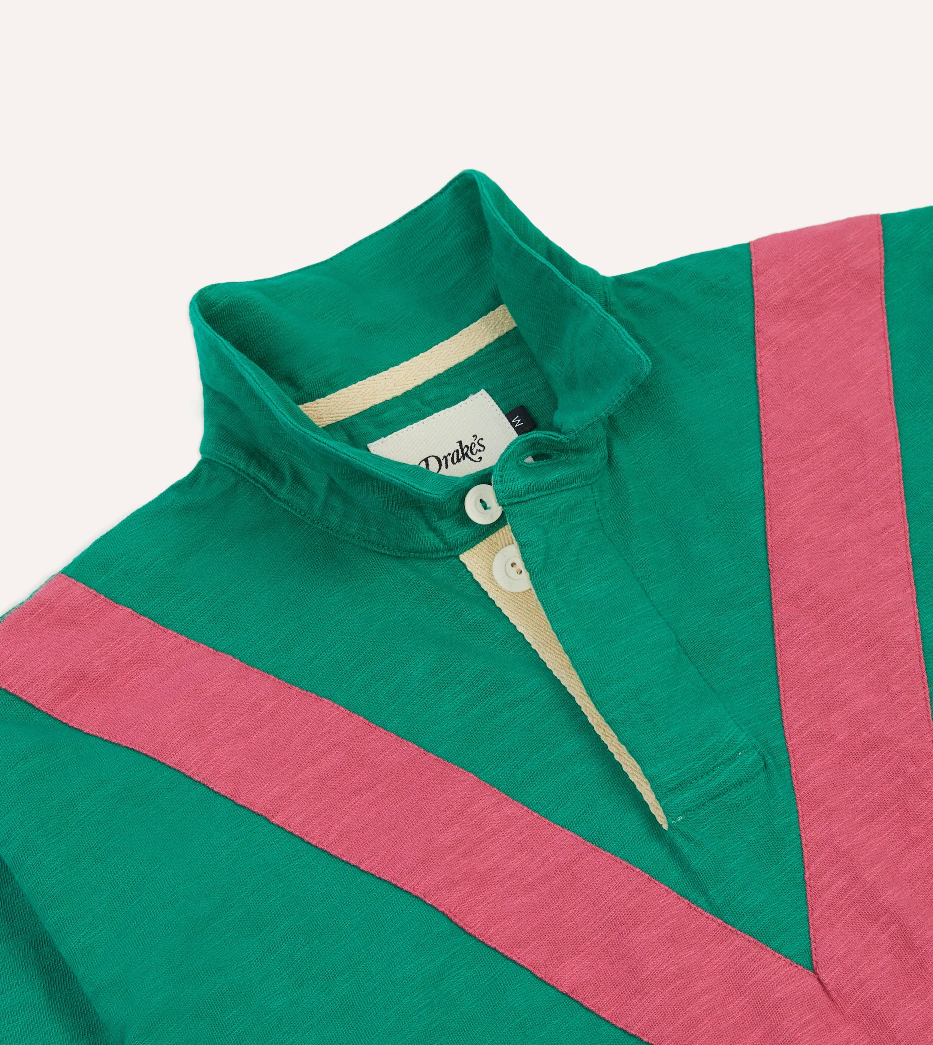 Comfy Design Wear High-Quality Cotton Green and Pink Chevron Flam?? Cotton Rugby Shirt