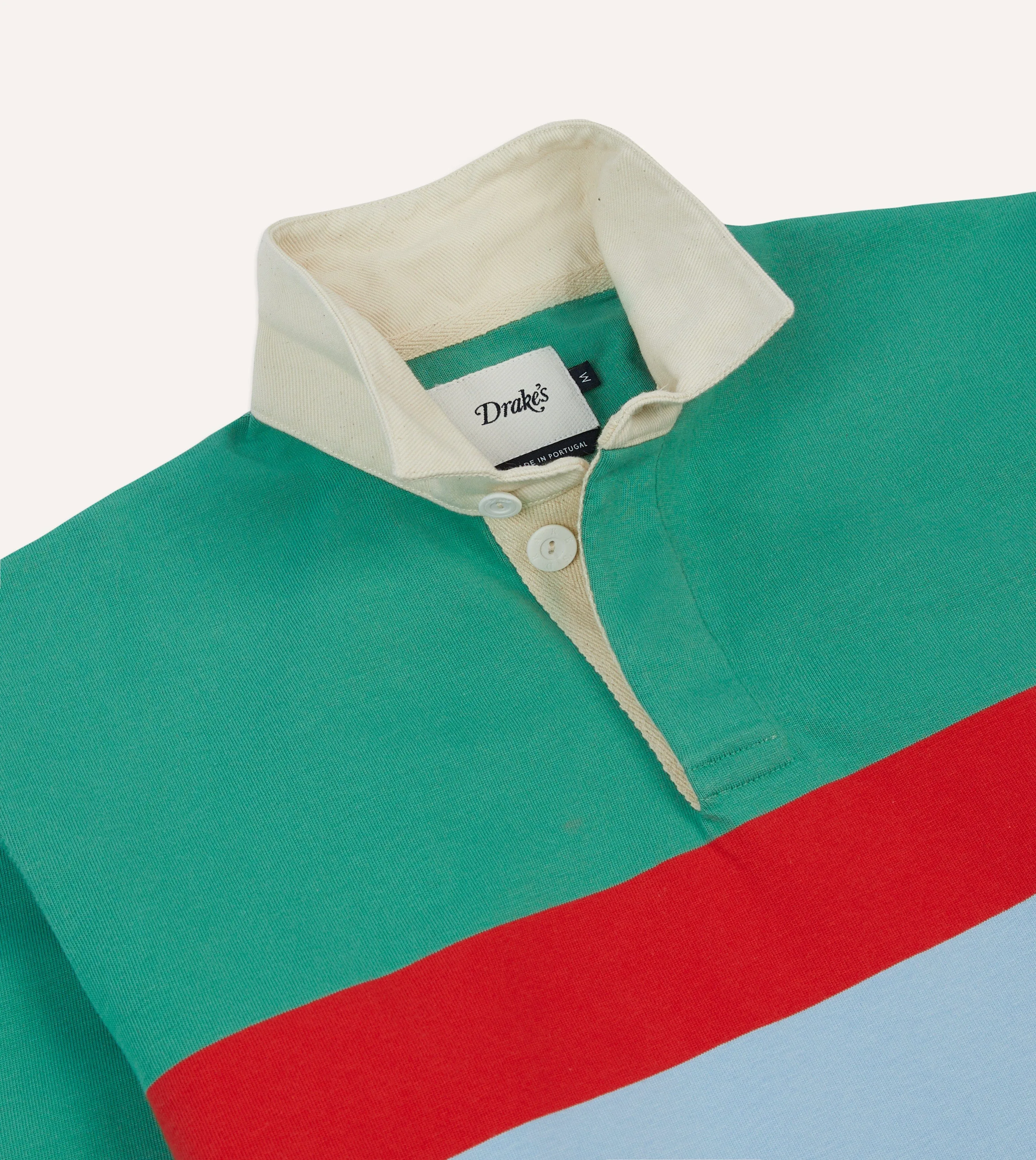 Perfect for Travel Green, Blue and Red Centre Stripe Cotton Rugby Shirt