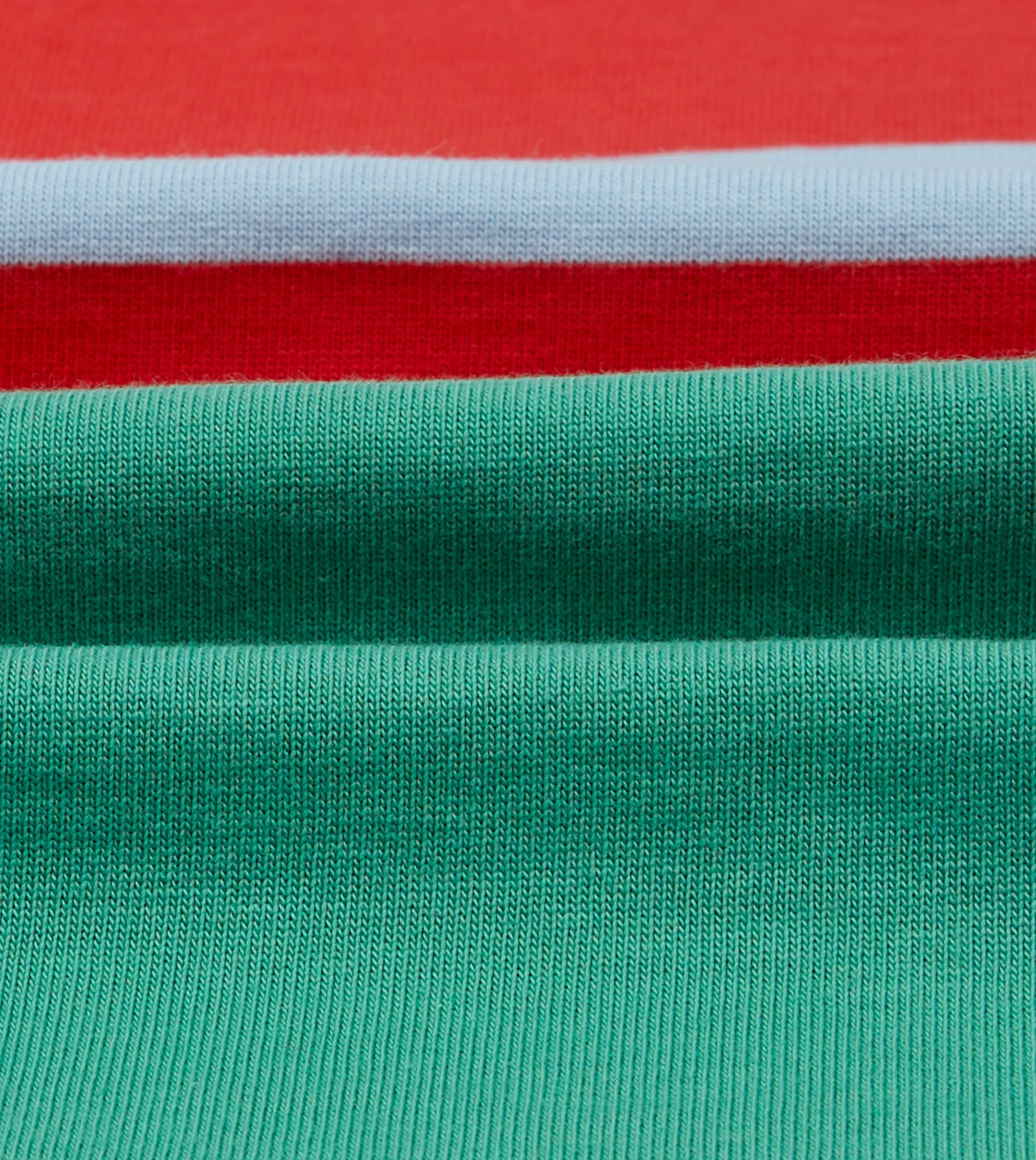Green, Blue and Red Centre Stripe Cotton Rugby Shirt Street Comfort Style Seam Free Edging