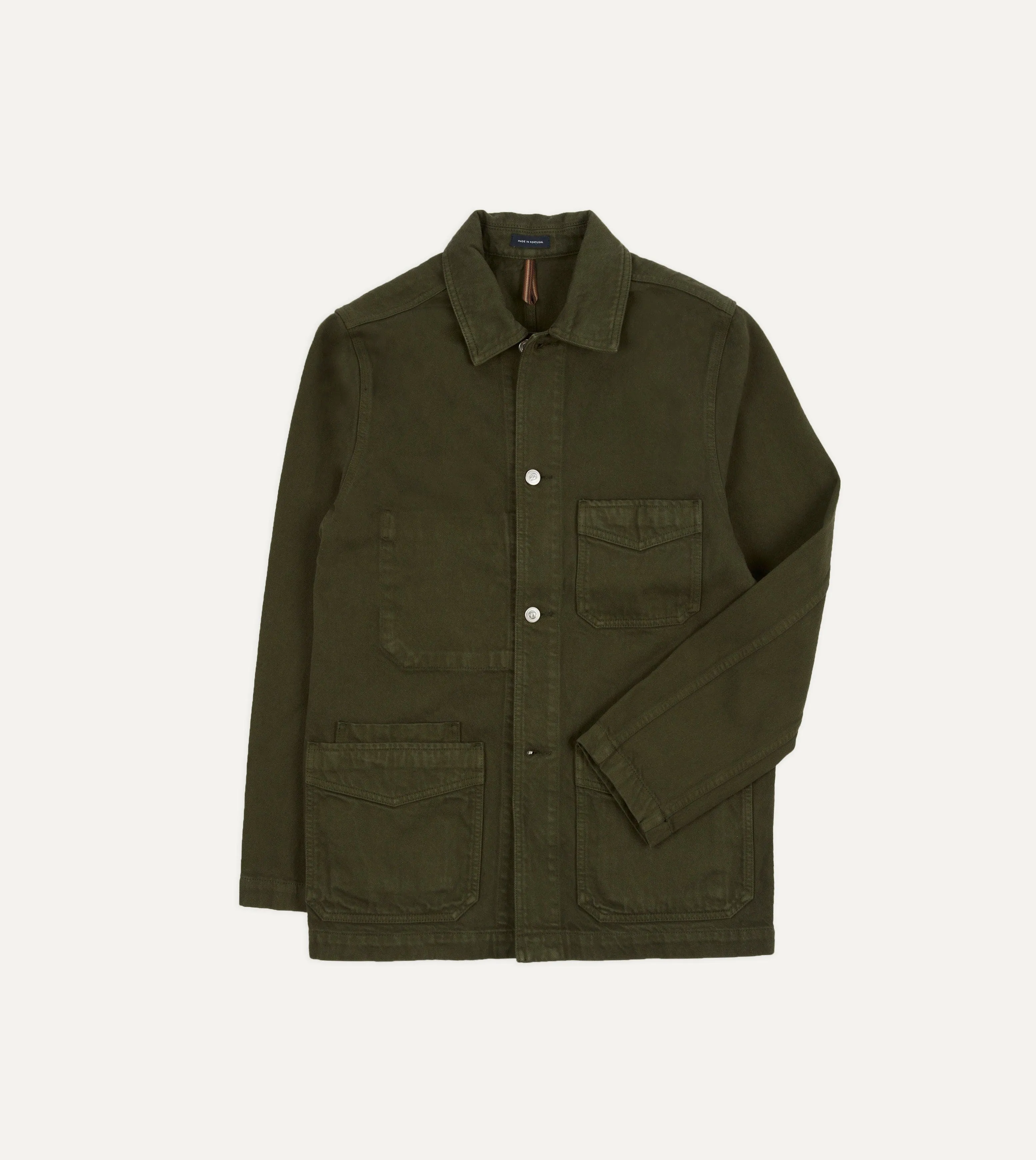 Soft Weather Wear Green Heavy Twill Cotton Five-Pocket Chore Jacket
