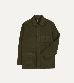 Soft Weather Wear Green Heavy Twill Cotton Five-Pocket Chore Jacket