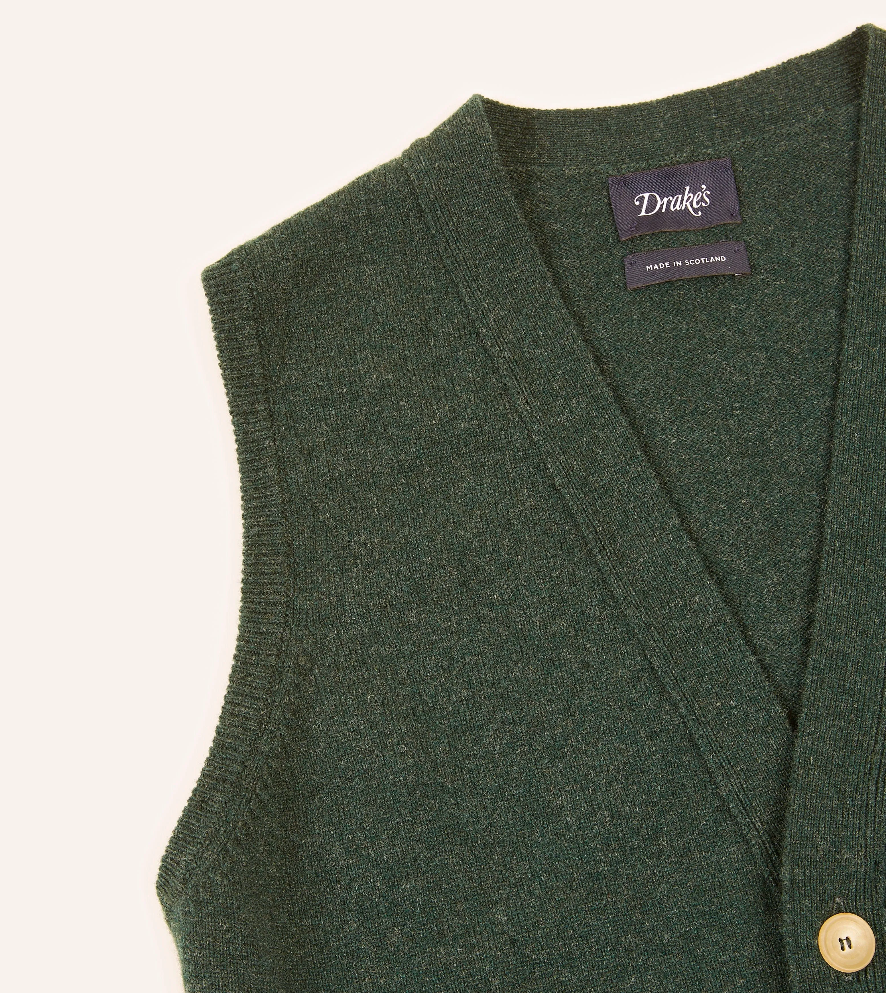 Green Lambswool Sleeveless Cardigan Minimal Fashion