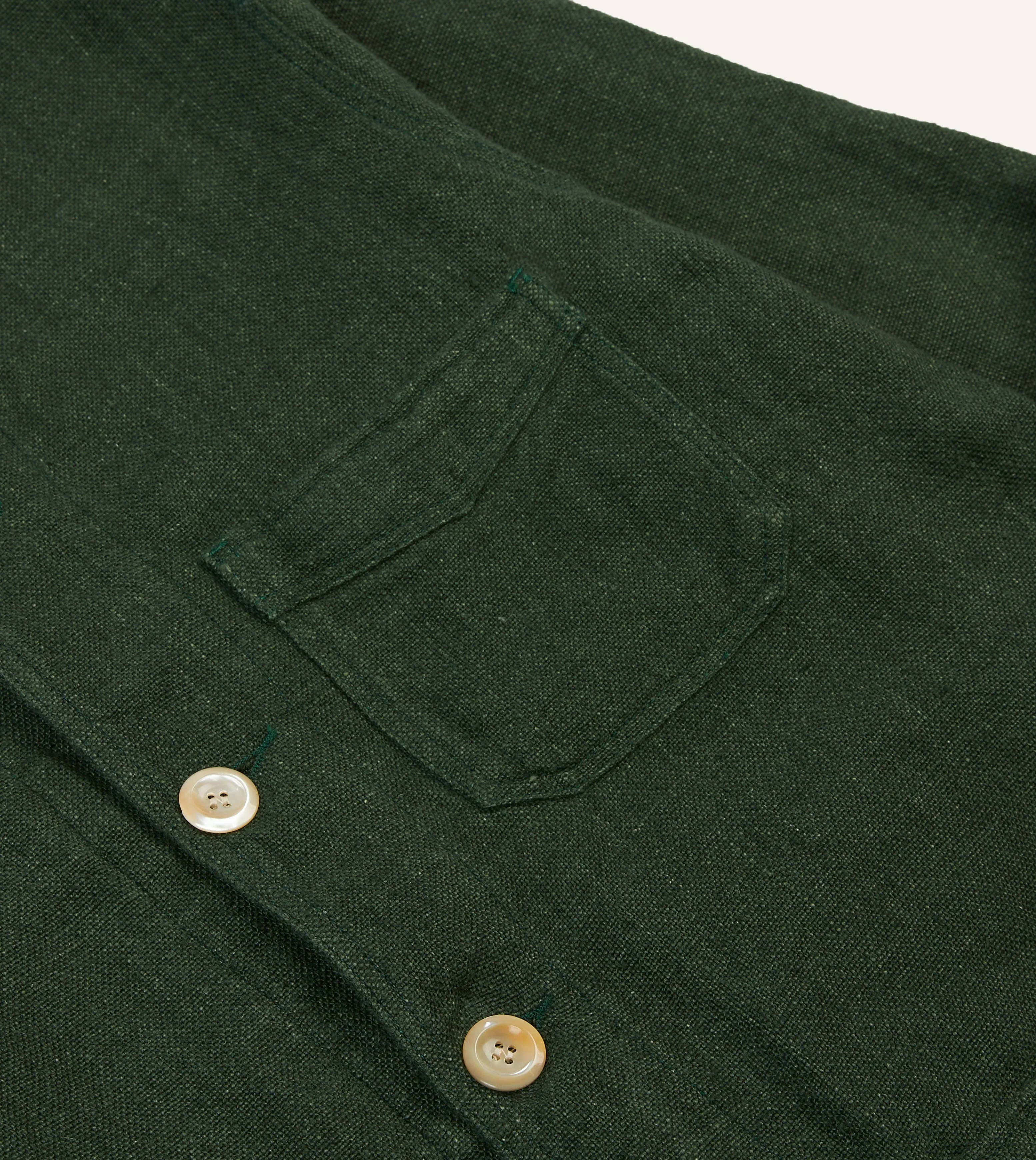 Green Linen Five-Pocket Chore Jacket AntiStaticCoating