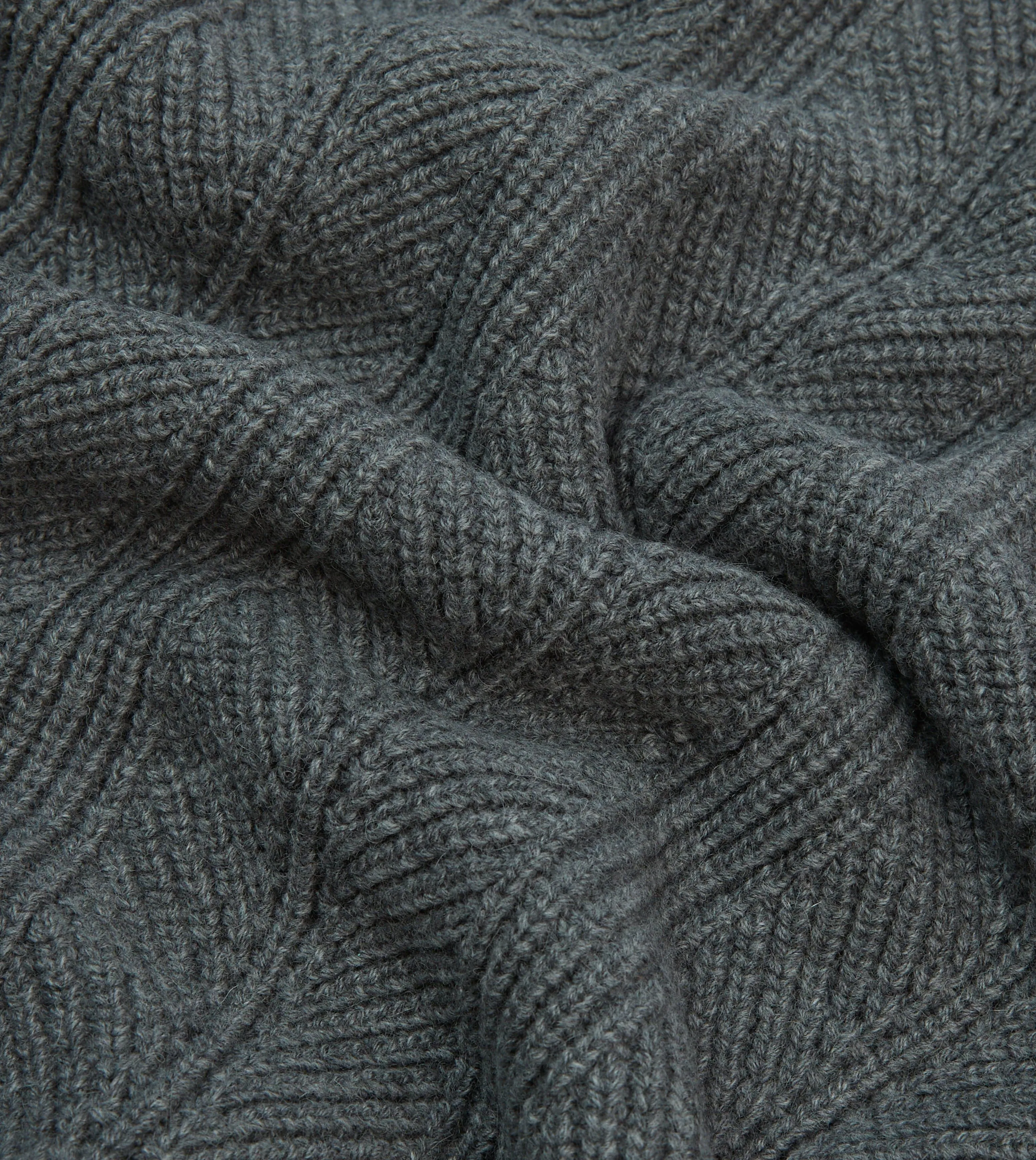 Grey Alpaca Lambswool Integral Collar Jumper Tubular Knit Structure Ventilated Mesh Panels