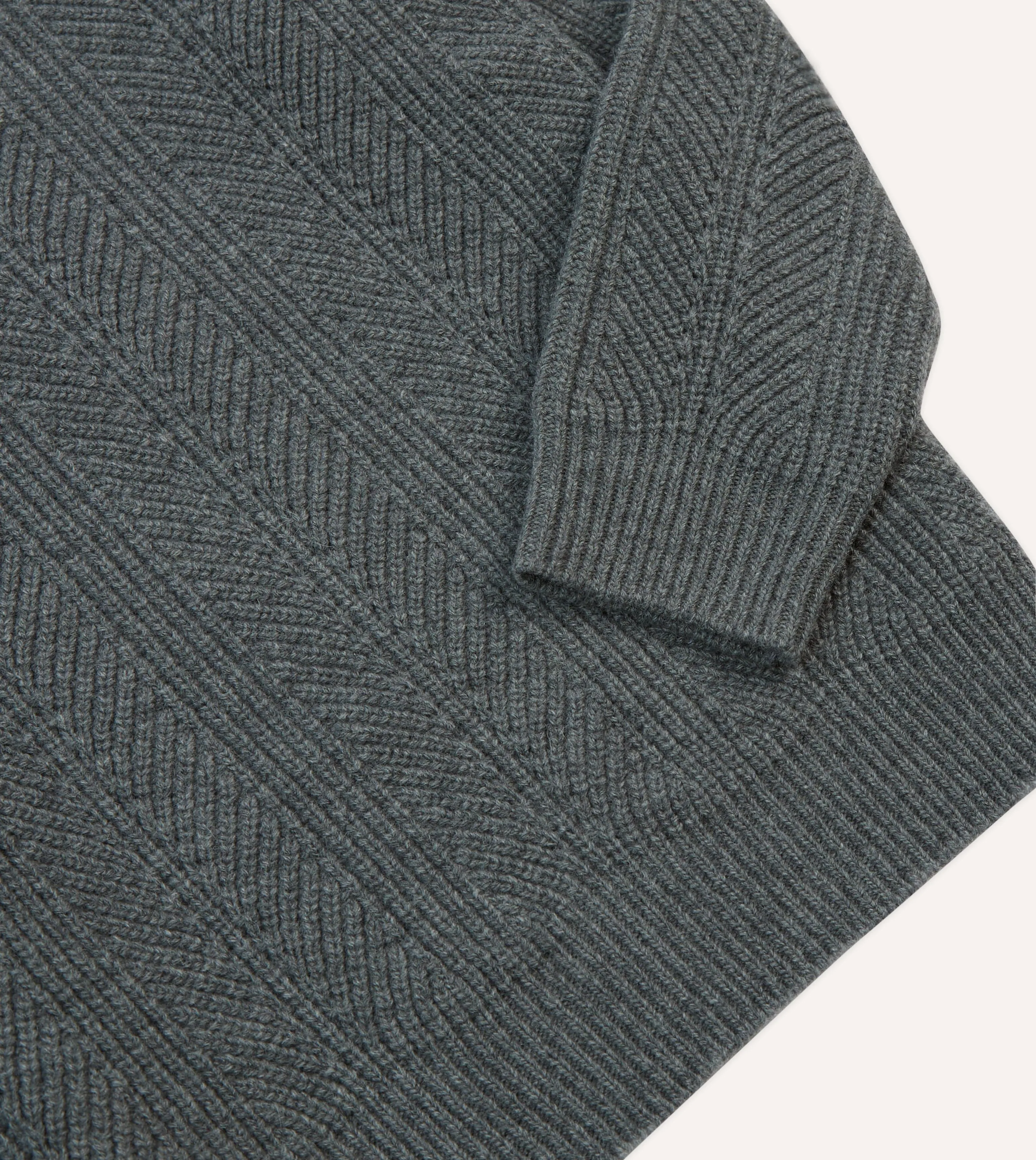 DenseKnit Fabric Layered Ventilation Design Grey Alpaca Lambswool Integral Collar Jumper
