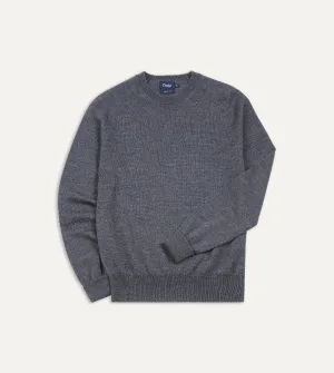 Grey Melange Merino Crew Neck Jumper Dimensional Stability