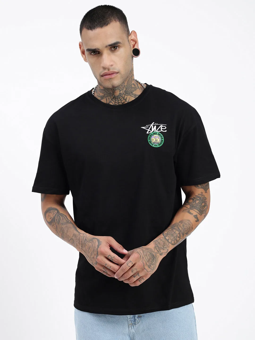 Men's Graphic Black Round Neck Regular Fit T-Shirt Winter Fashion Athletic Apparel