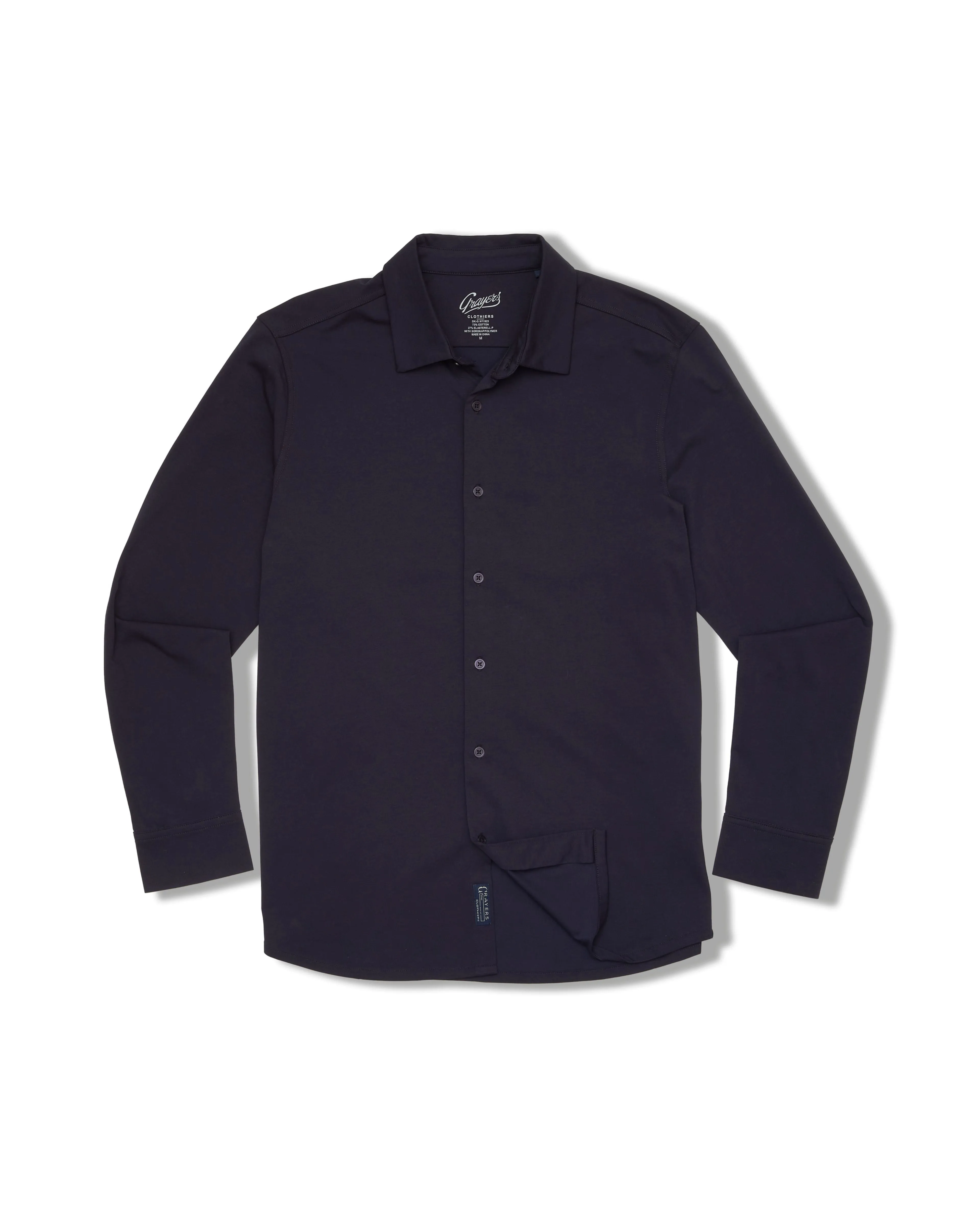 sequined details Easy to Style Hackett Cotton Sorona Knit Shirt - Navy