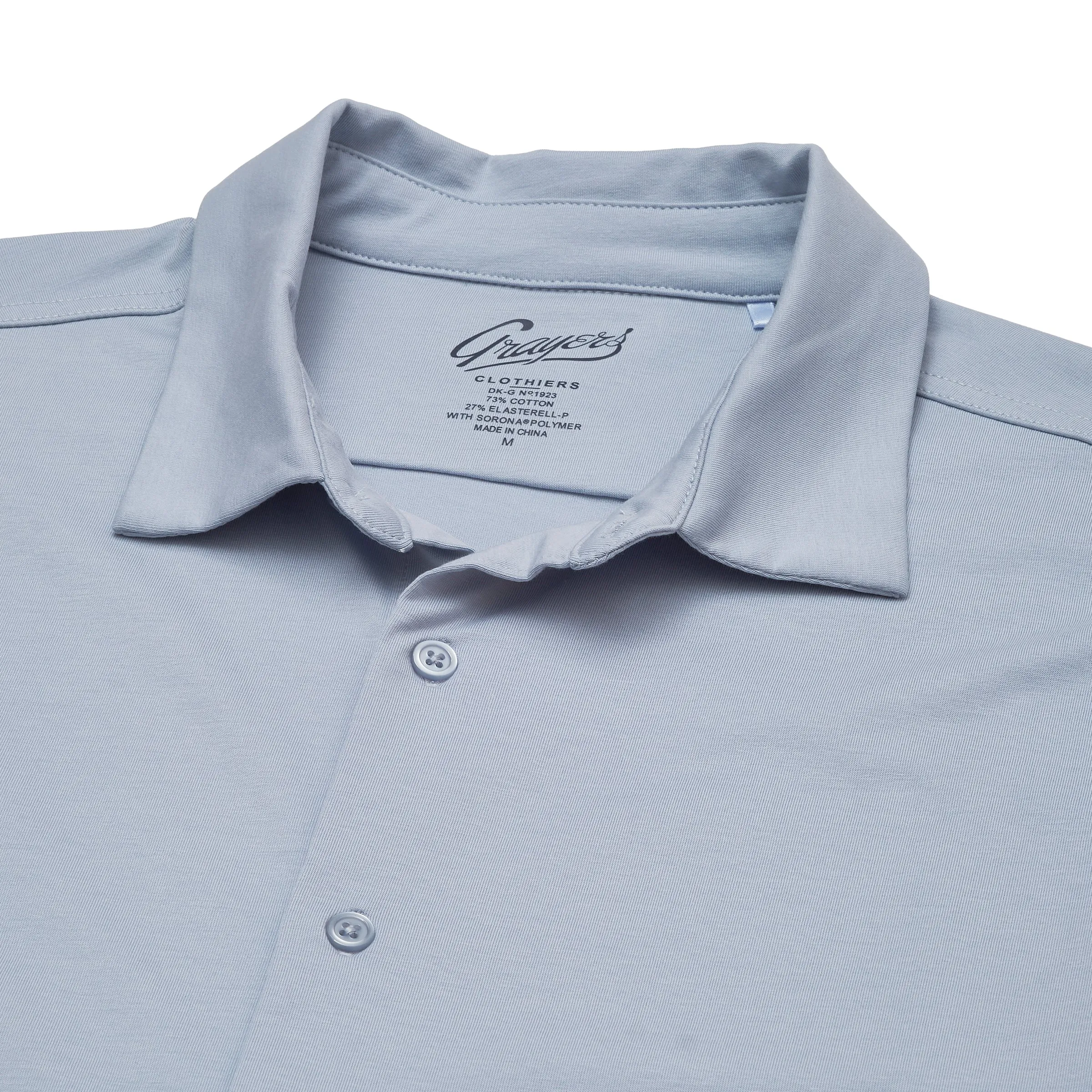 Comfortable texture Hackett Cotton Sorona Knit Shirt - Oxford Blue