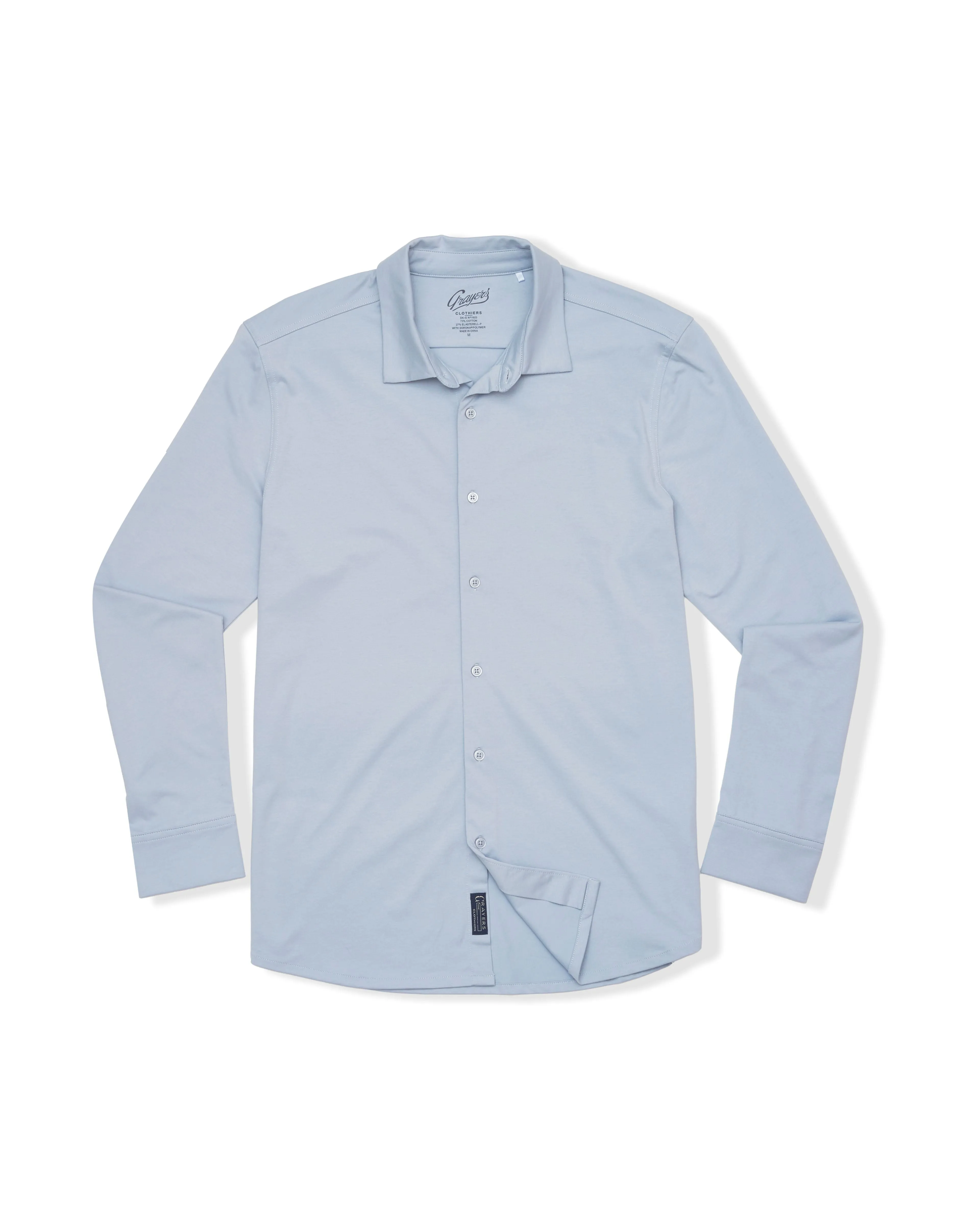 Hackett Cotton Sorona Knit Shirt - Oxford Blue Comfy Wear