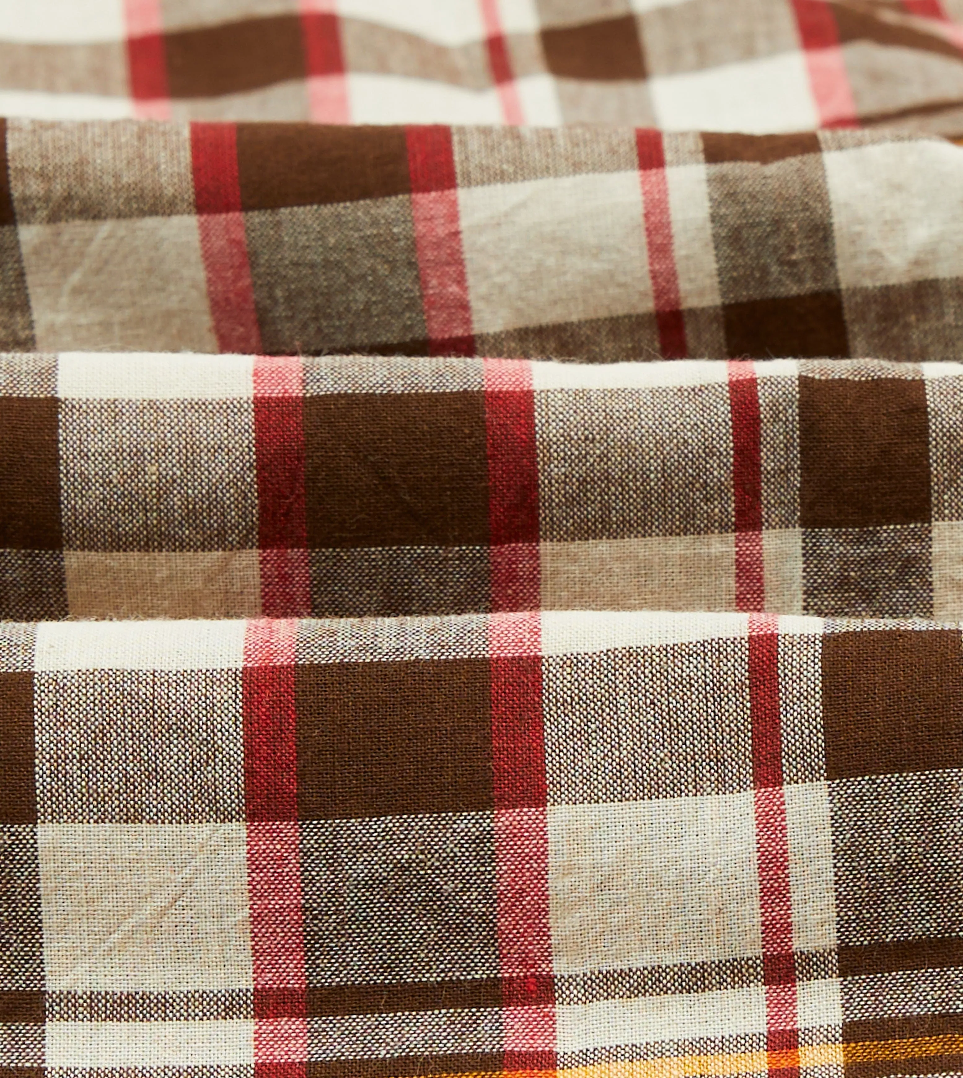 GentleWashResistance Brown and Red Madras Check Cotton Button-Down Shirt