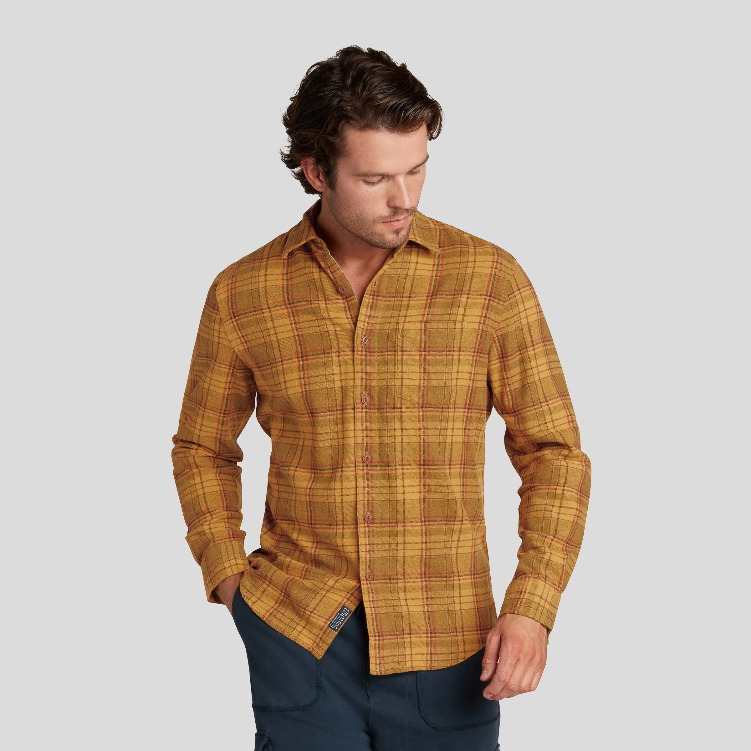 Hamden Retro Flannel - Spruce Yellow Geometric Pattern Soft and Stretchy