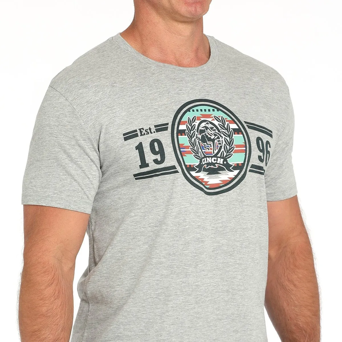 Cinch Men's 1996 Graphic Logo T-Shirt in Grey Relax Style Trend Sophisticated Casual