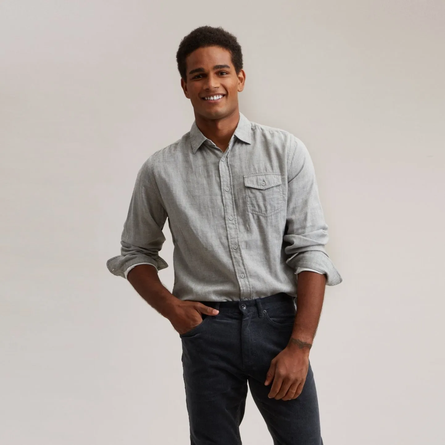 Hartford Double Cloth Shirt - Charcoal Heather Snag Resistant Surface