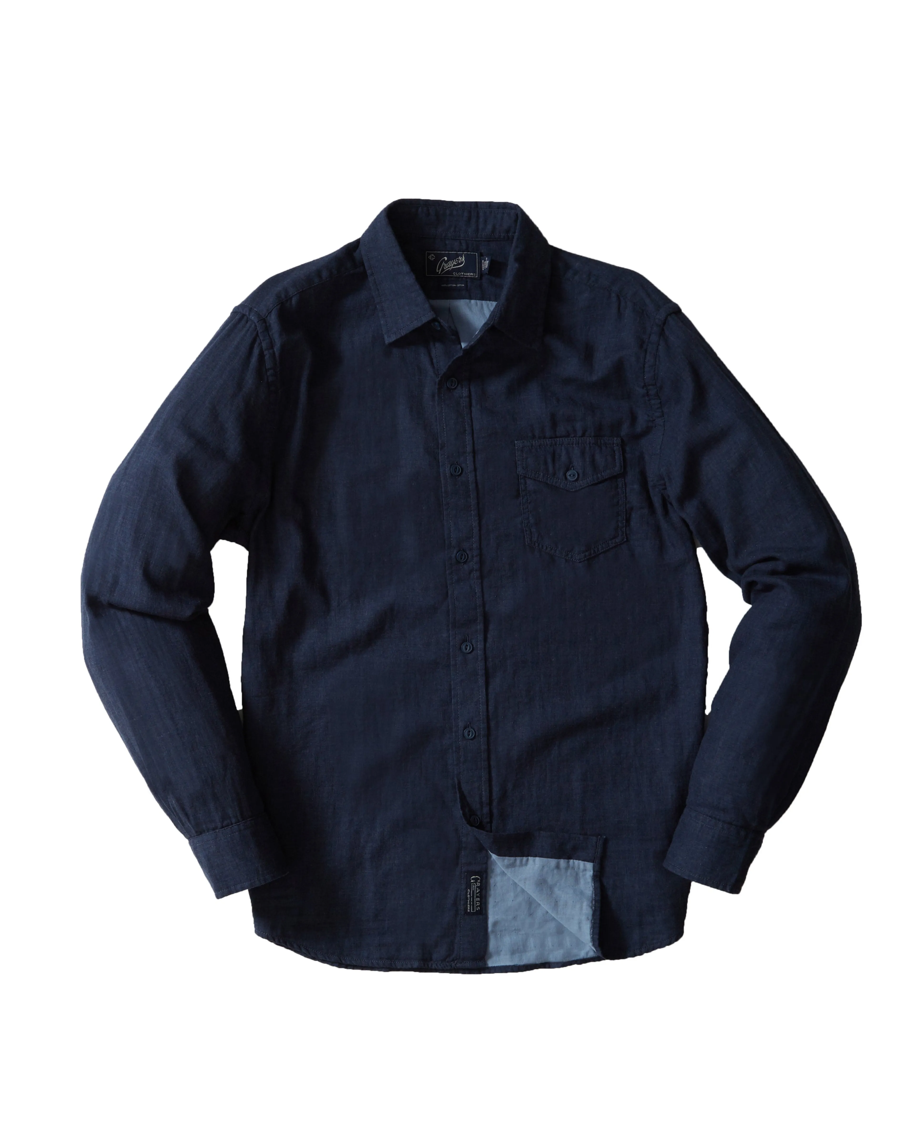 Trendy Look Cozy Performance Hattox Double Cloth Shirt - Navy Heather