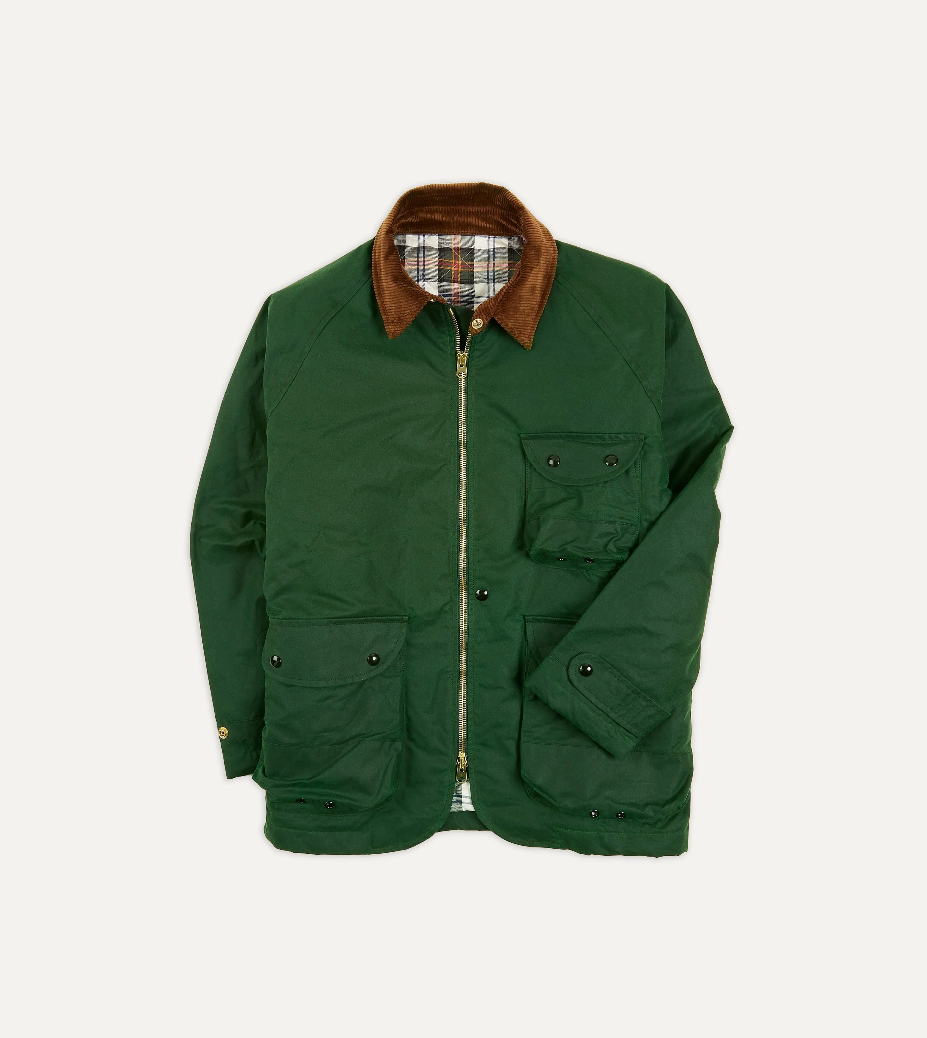 Green Waxed Coverall Jacket Moisture Managing Liner Crisp Detail