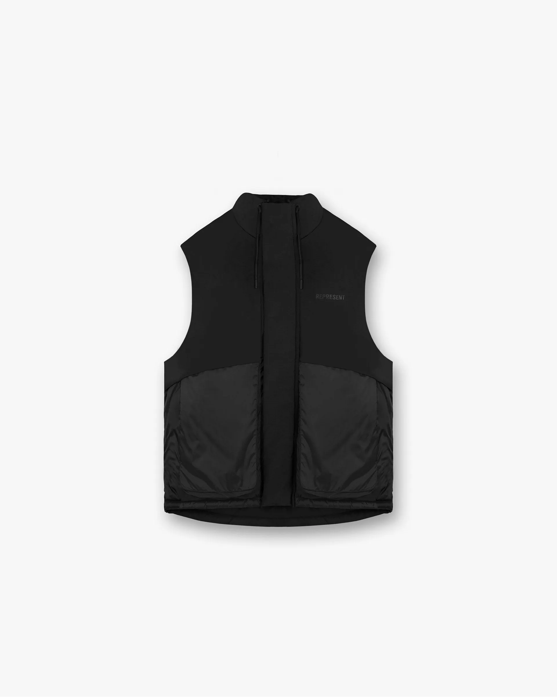 Layered Puffer Gilet - Jet Black Hidden Pocket System HighNeckDesign