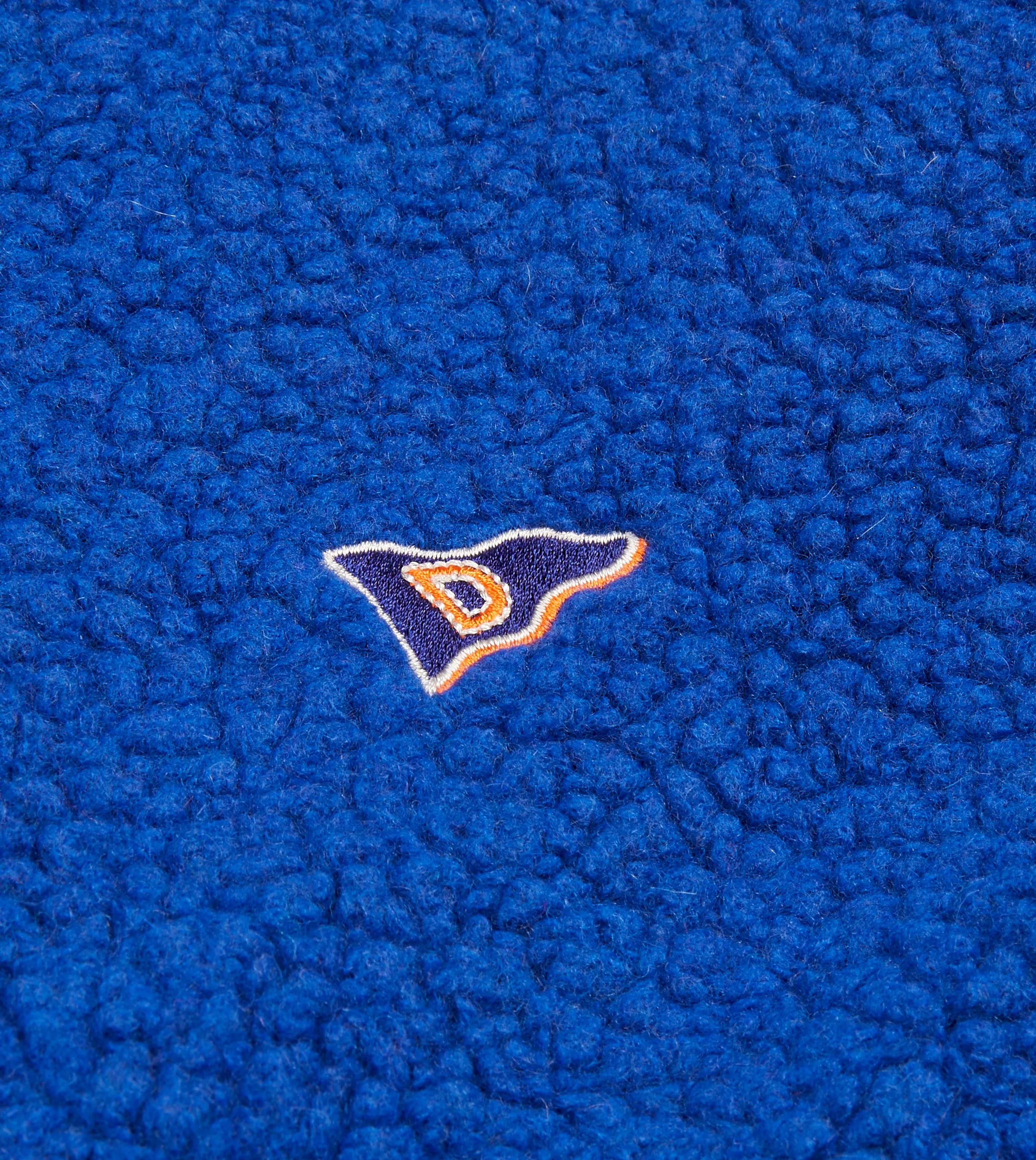 Textured Finish No Roll Collar Technology Blue Boucle Wool Zip Fleece Jacket