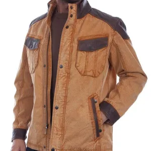 NonRestrictiveCut Scully Men's Leather And Canvas Trimmed Jacket