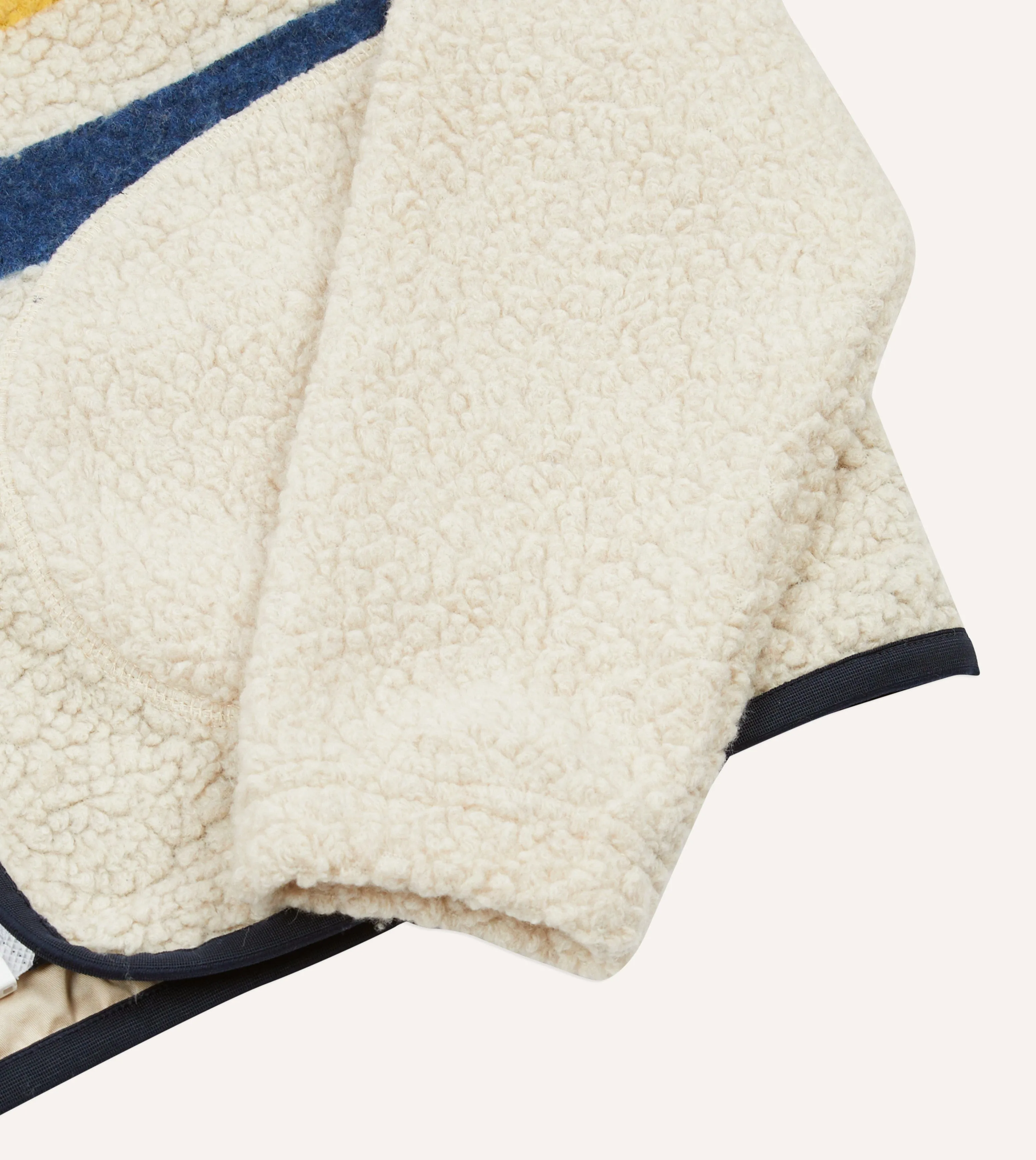 Temperature Adaptive Ecru Stripe Boucle Wool Zip Fleece Jacket