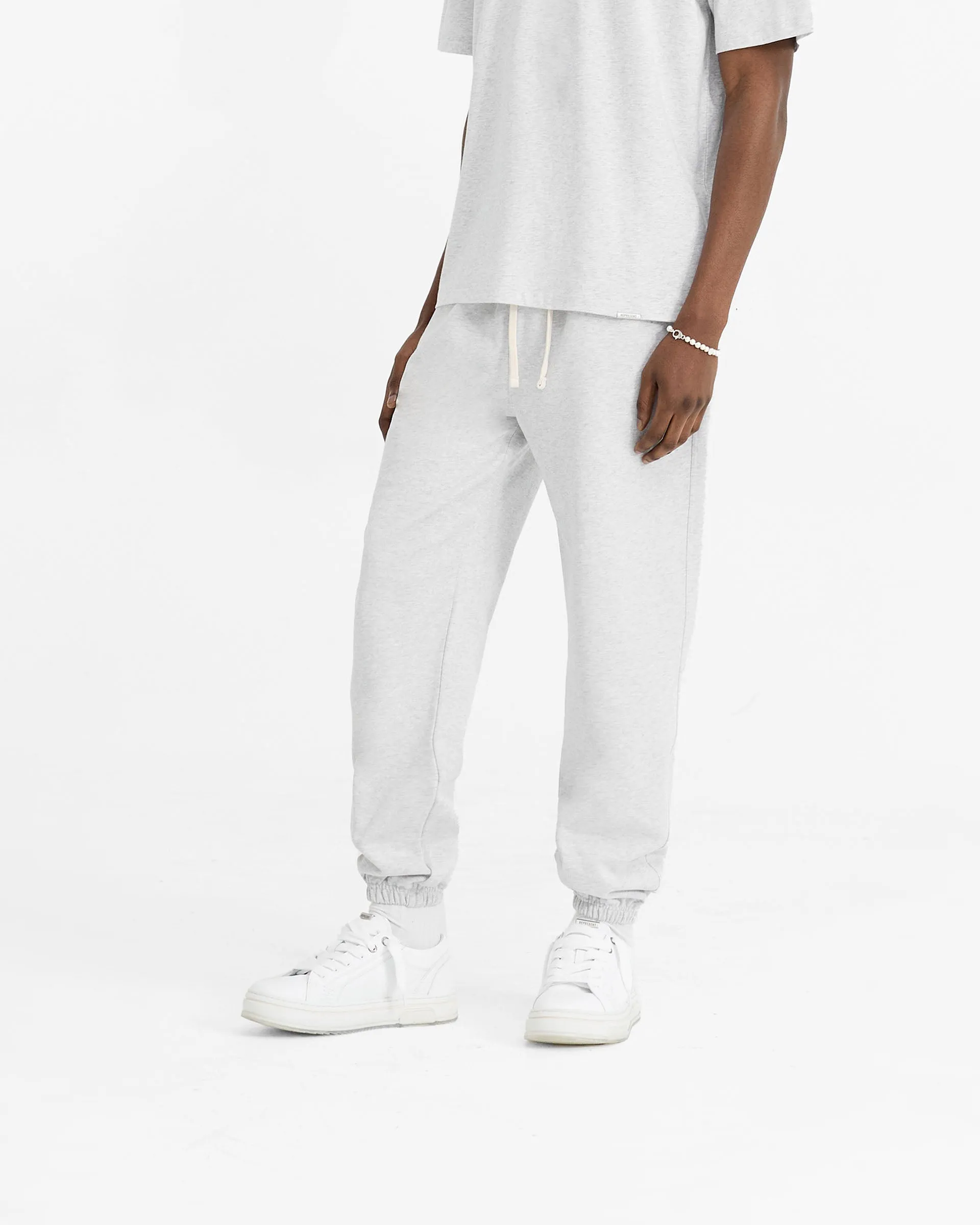 Eco Friendly Fabric Initial Cuffed Sweatpant - Ice Grey Marl