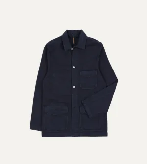 Navy Heavy Twill Cotton Five-Pocket Chore Jacket Layered Protection