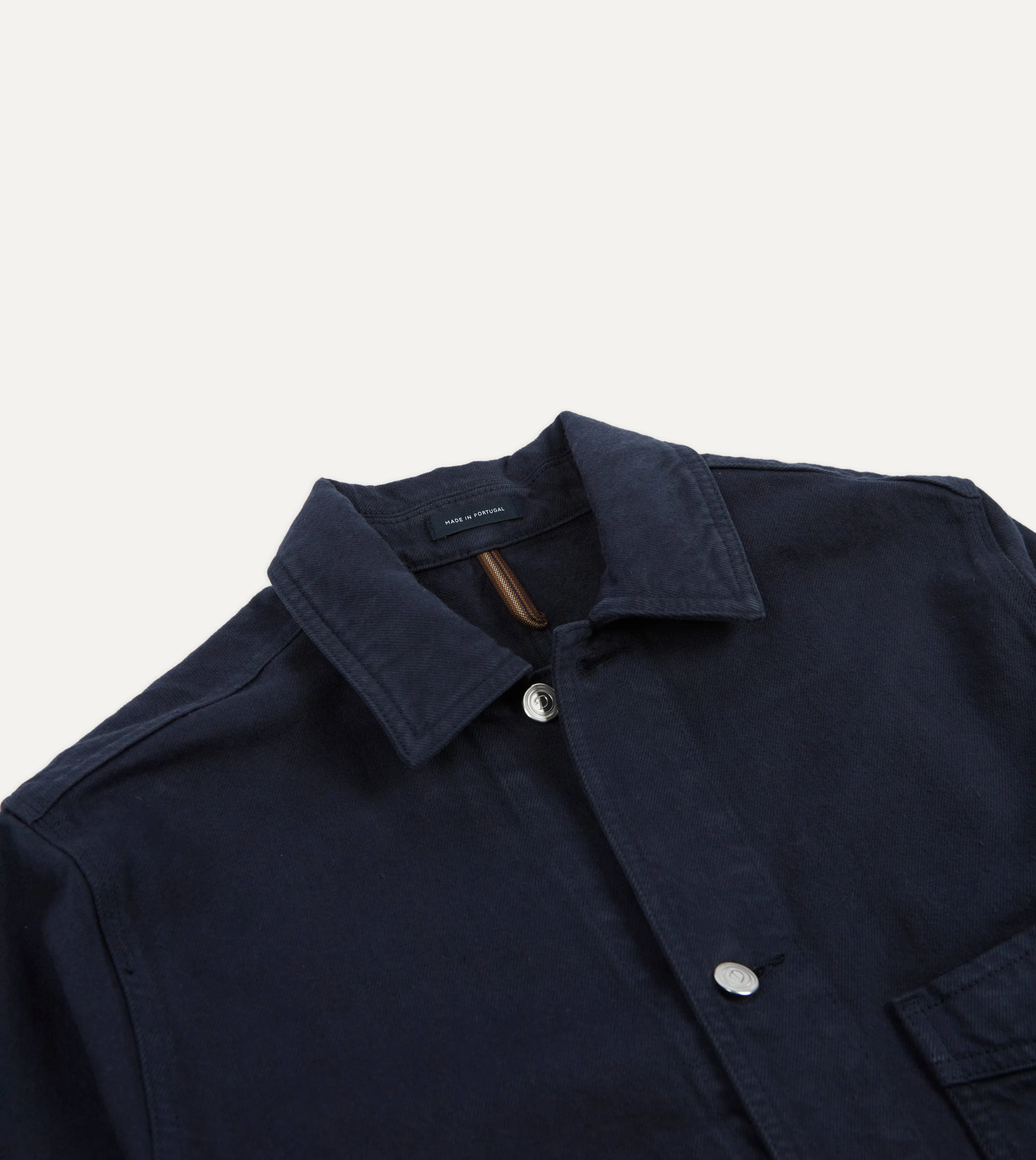 Navy Heavy Twill Cotton Five-Pocket Chore Jacket Ergonomic Drape All Season Compatibility