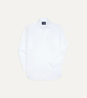 White Cotton Spread Collar Poplin Shirt Weekend Comfort Wear